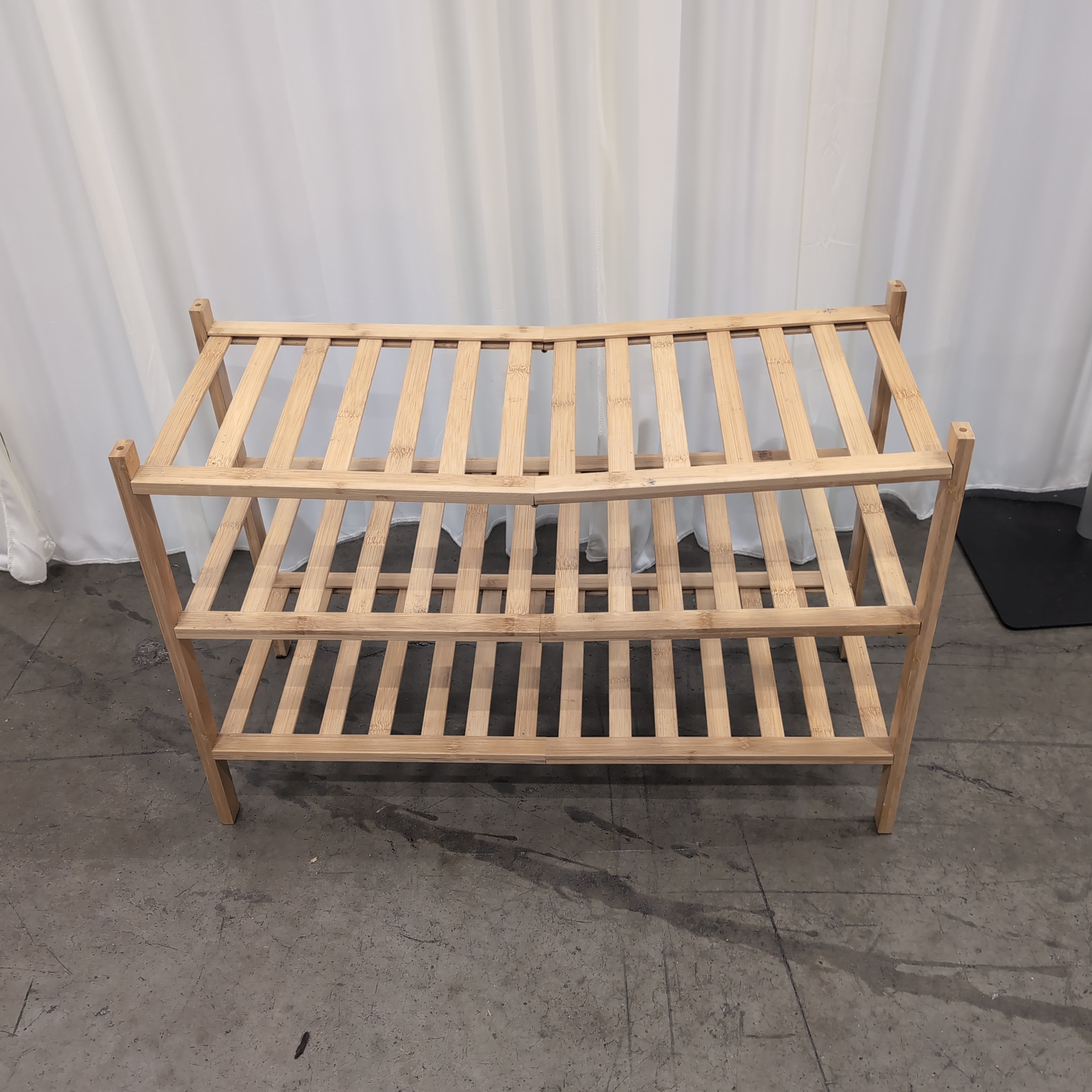 Three-Tier Slatted Storage Shoe Rack in Bamboo