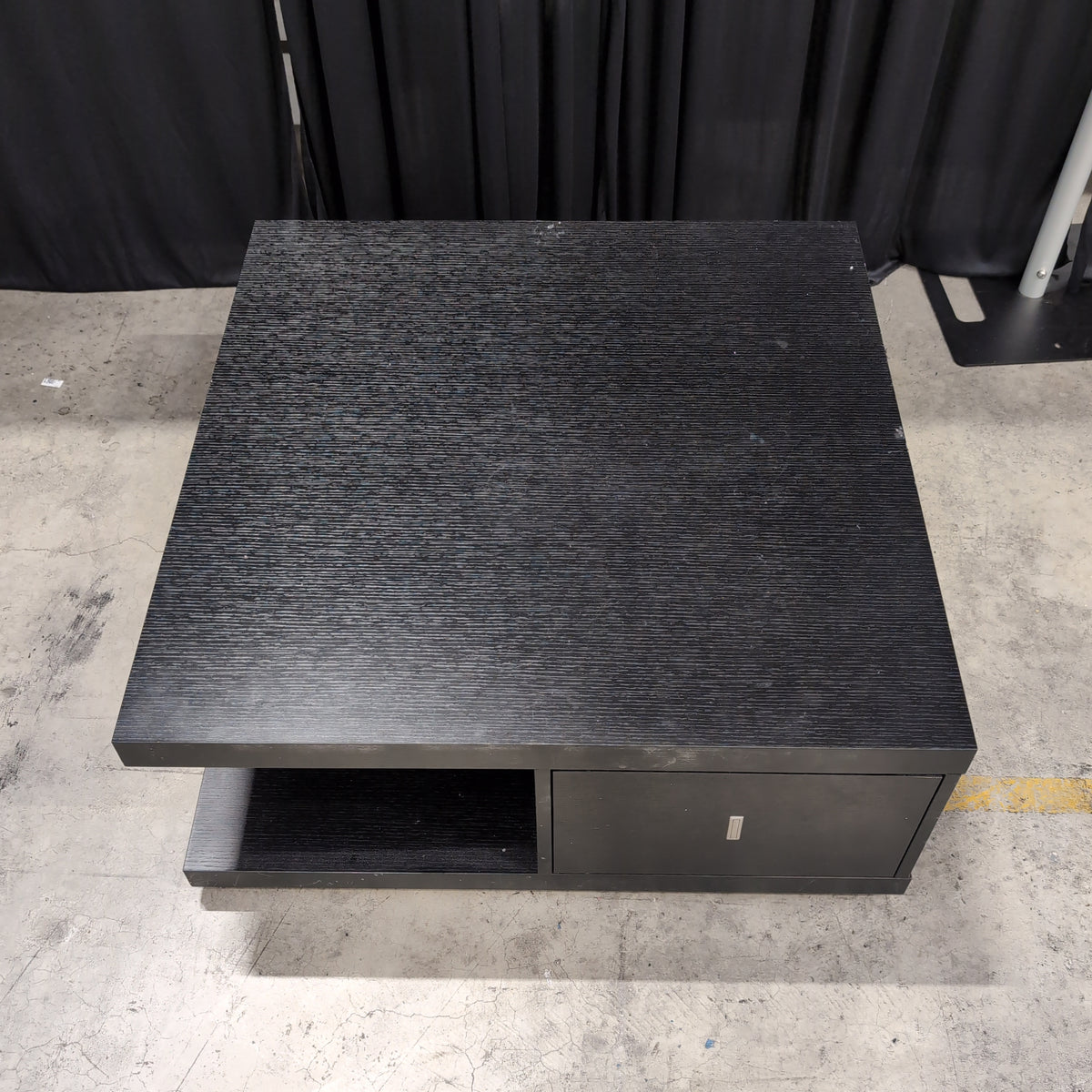 Dark Textured Wood Look Coffee Table with Drawers
