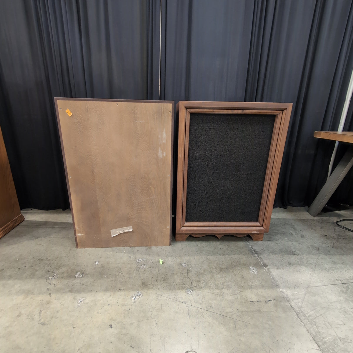Vintage Brown Wood Loudspeaker Cabinets with Scalloped Base
