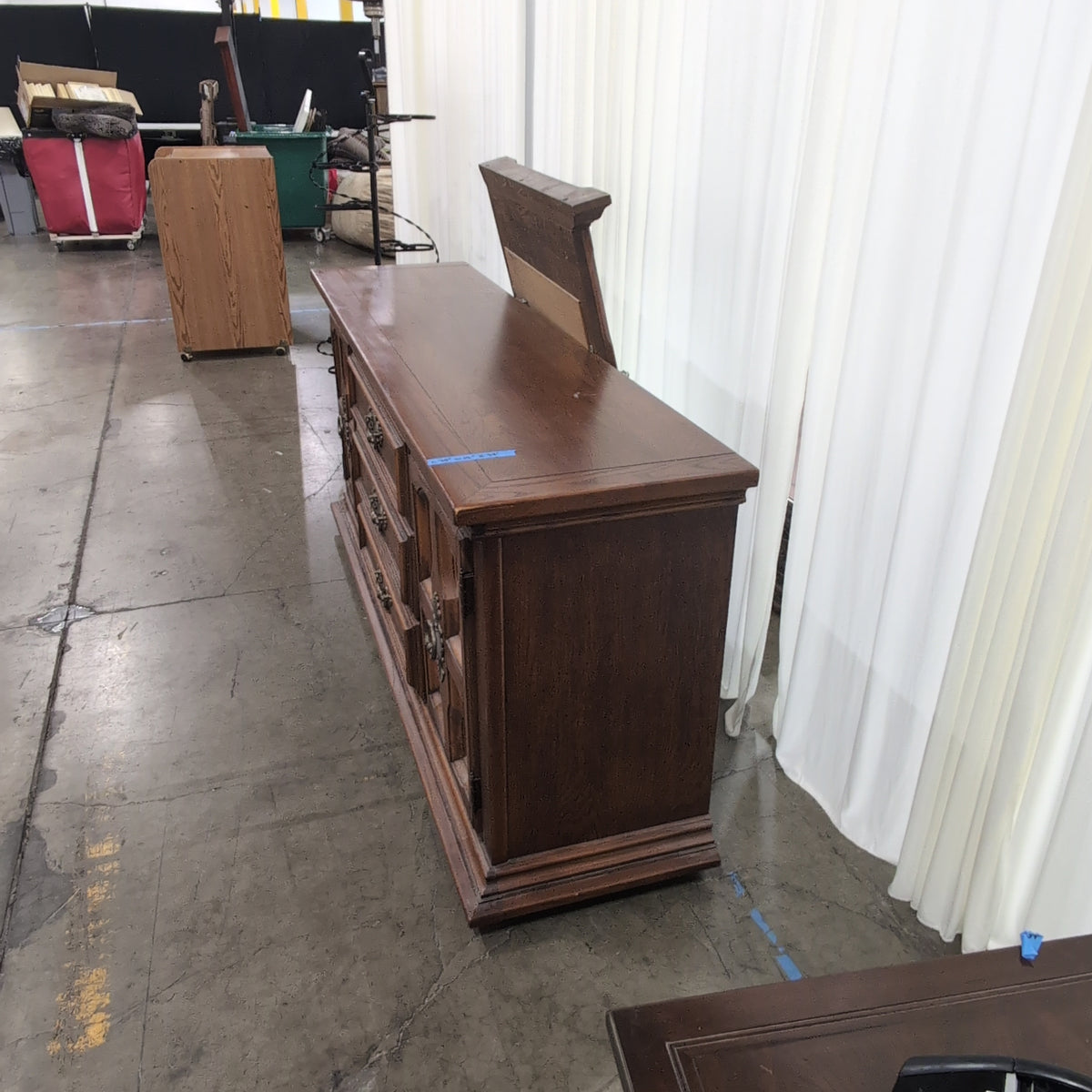 Traditional Dark Wood Buffet with Ornate Hardware