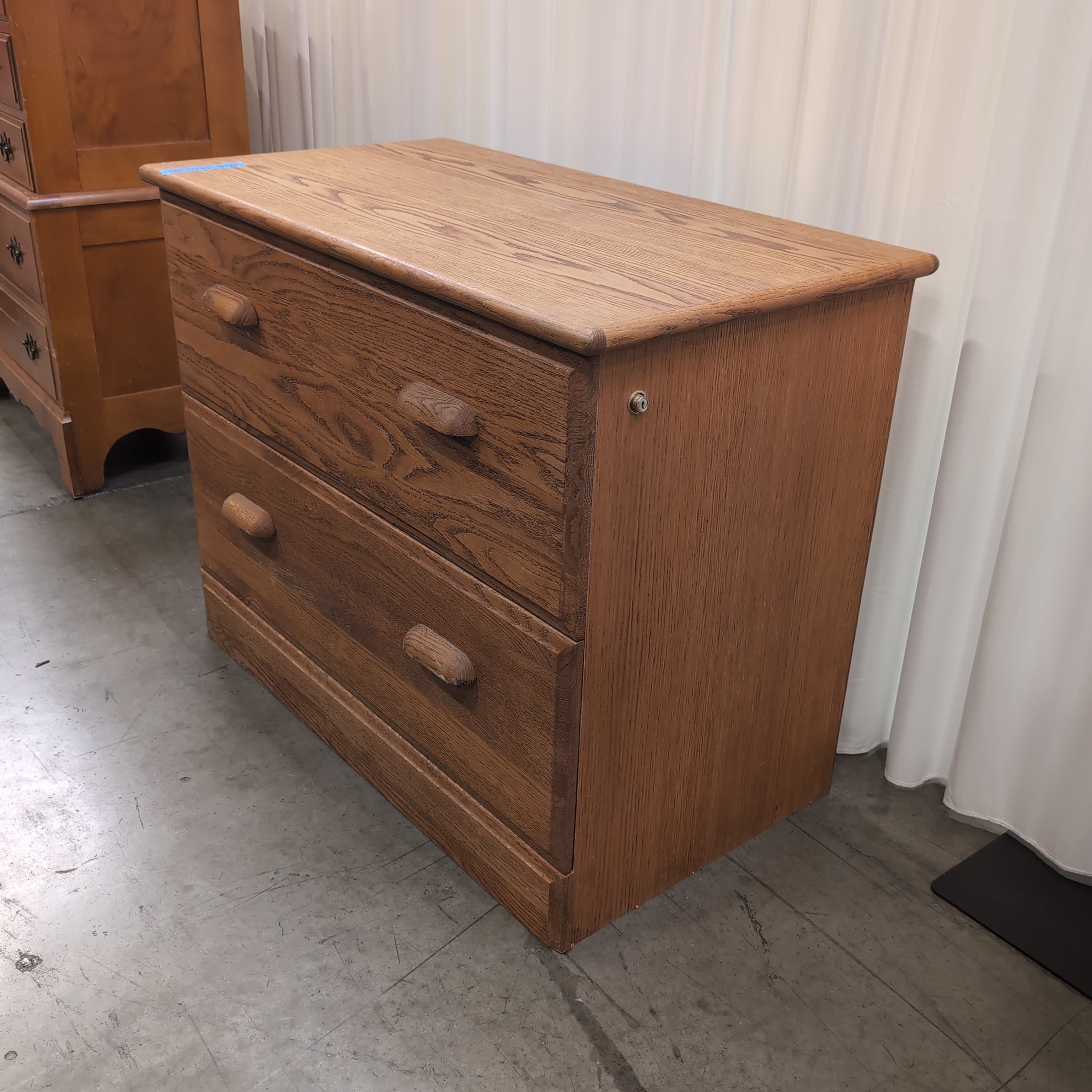Warm Oak Finish Three-Drawer Dresser