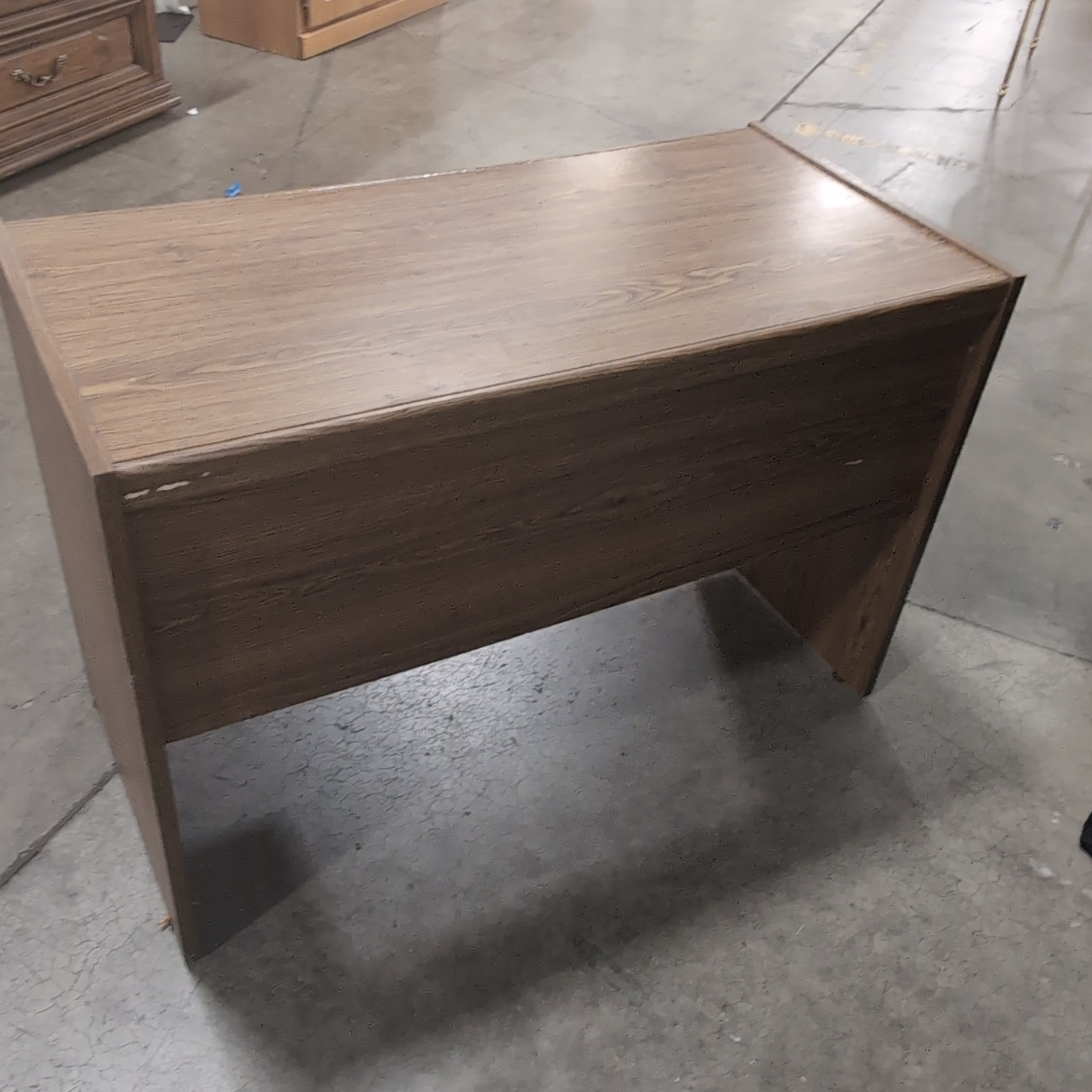 Brown Wood Grain Laminate Desk with Two Drawers