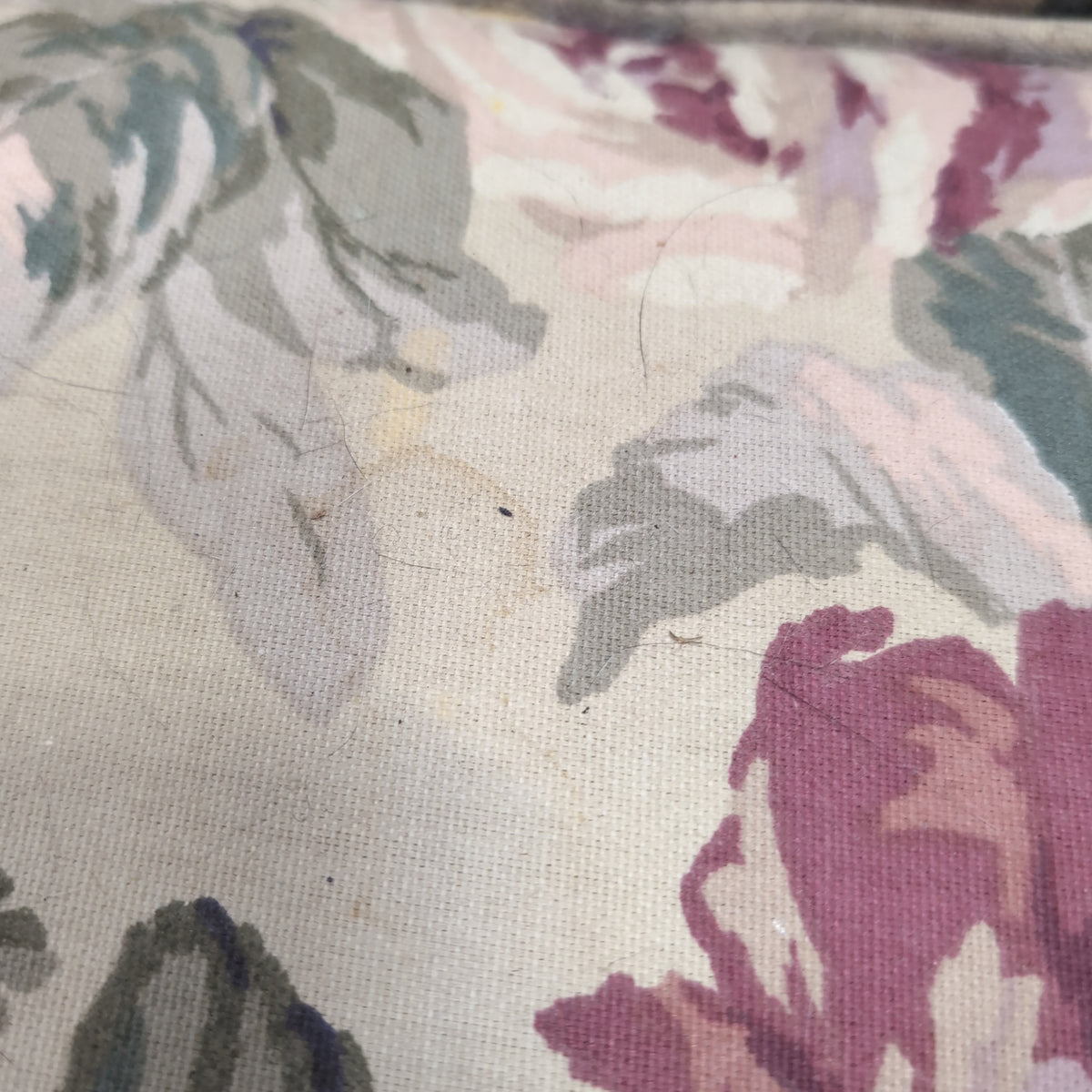 Cream Floral Upholstered Wingback Chair with Cabriole Legs
