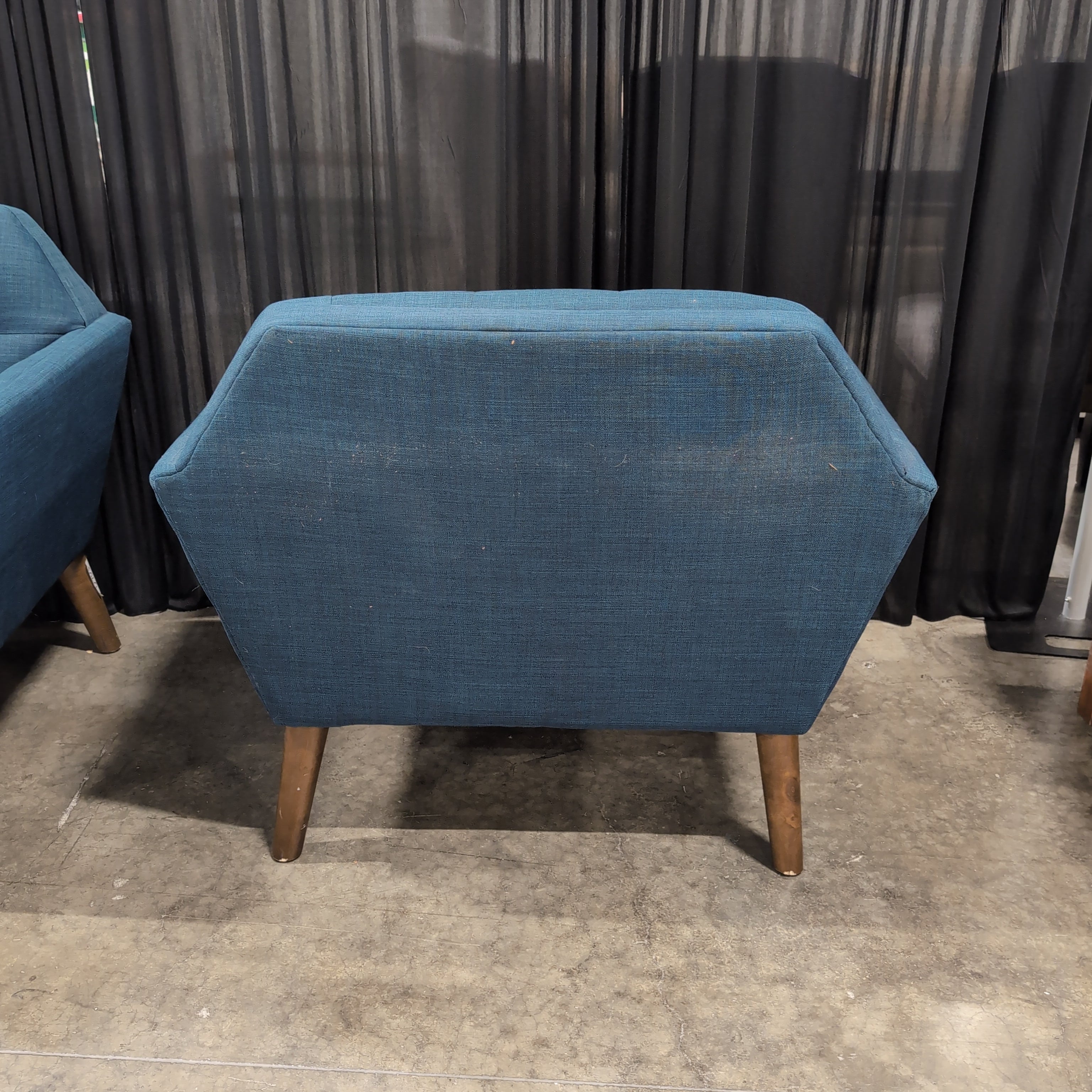 Mid-Century Modern Blue Fabric Armchair