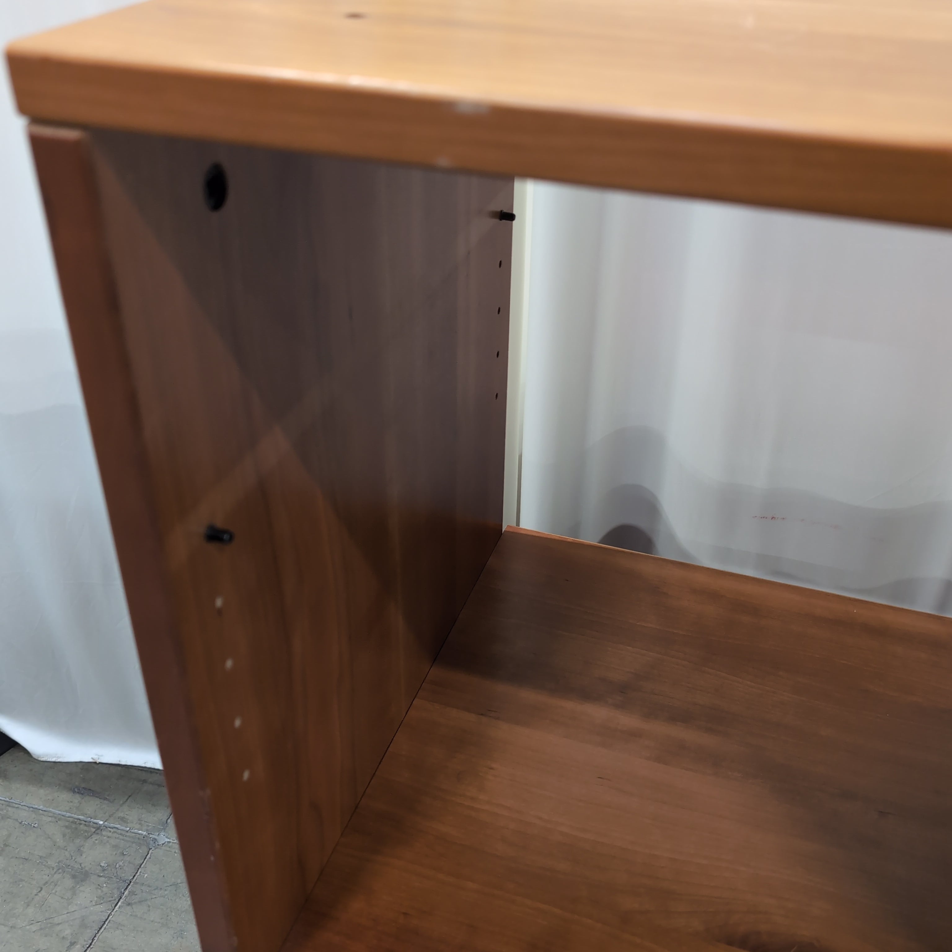 Medium Brown Wood Three-Shelf Bookcase