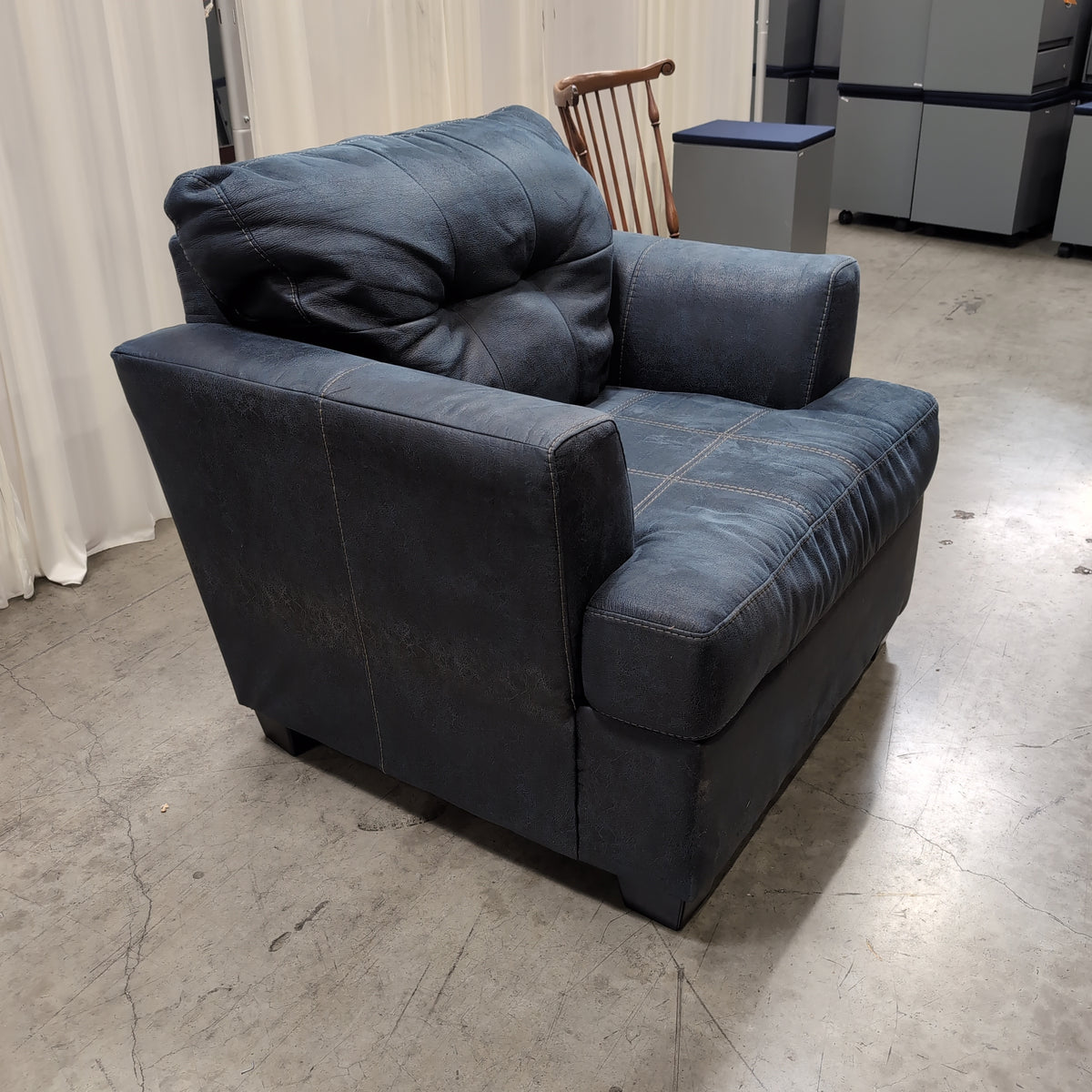 Dark Gray Upholstered Oversized Armchair with Contrast Stitching