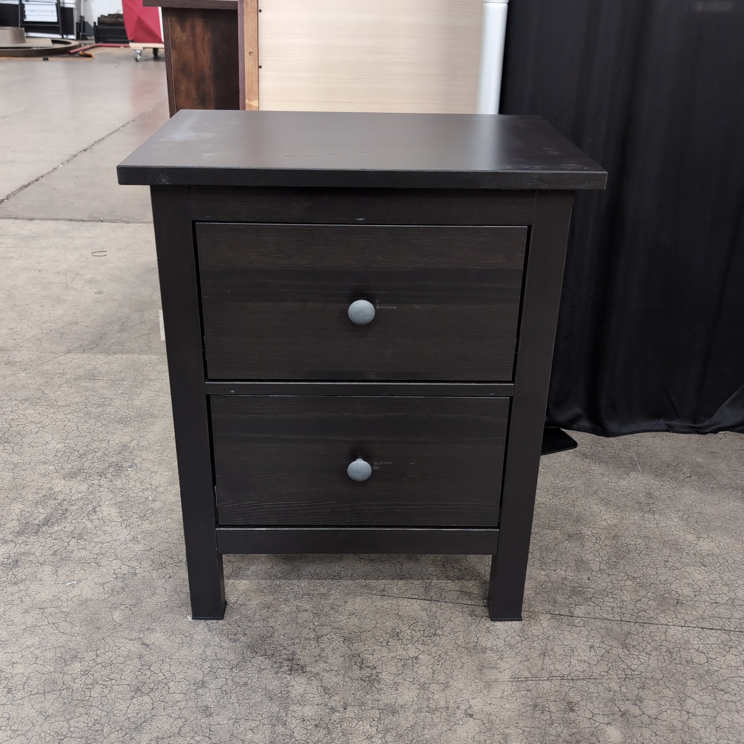 Espresso Wood Nightstand with Two Drawers