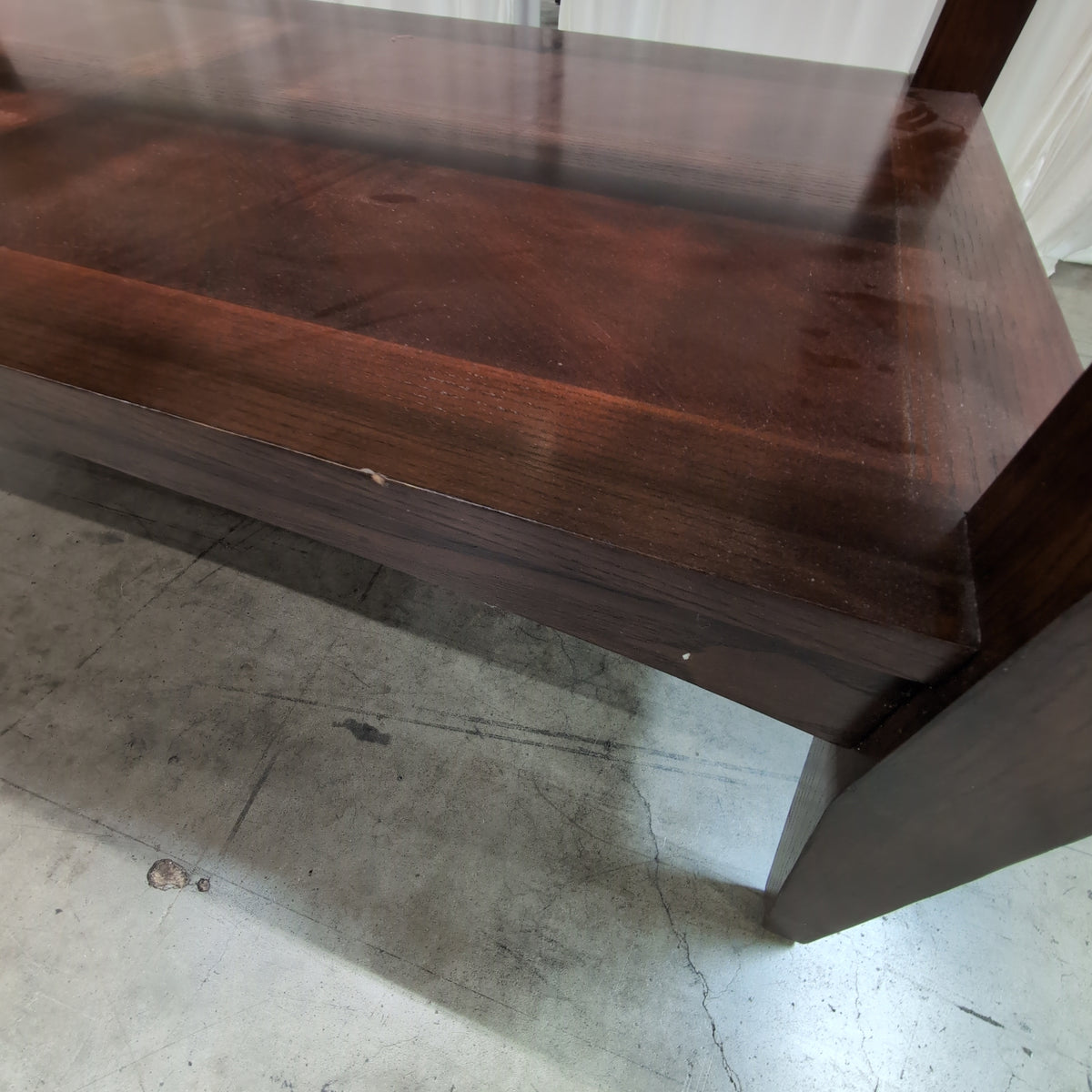 Dark Stained Wood Coffee Table with Glass Insert