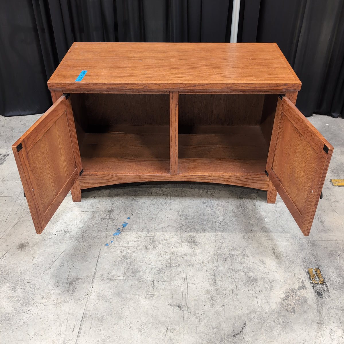 Mission Style Oak Wood TV Stand with Two Doors
