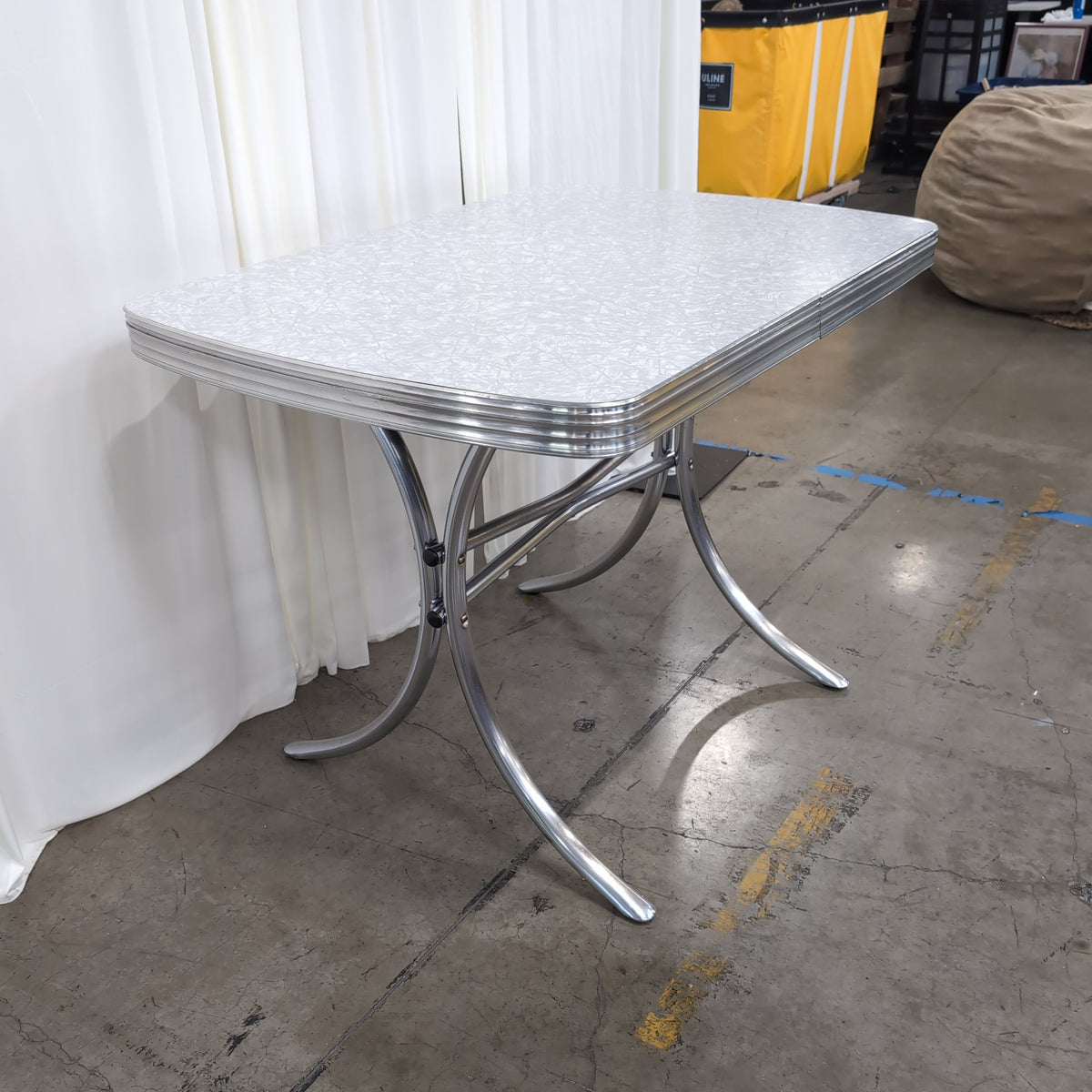 Retro Grey Laminate Dining Table with Chrome Trim