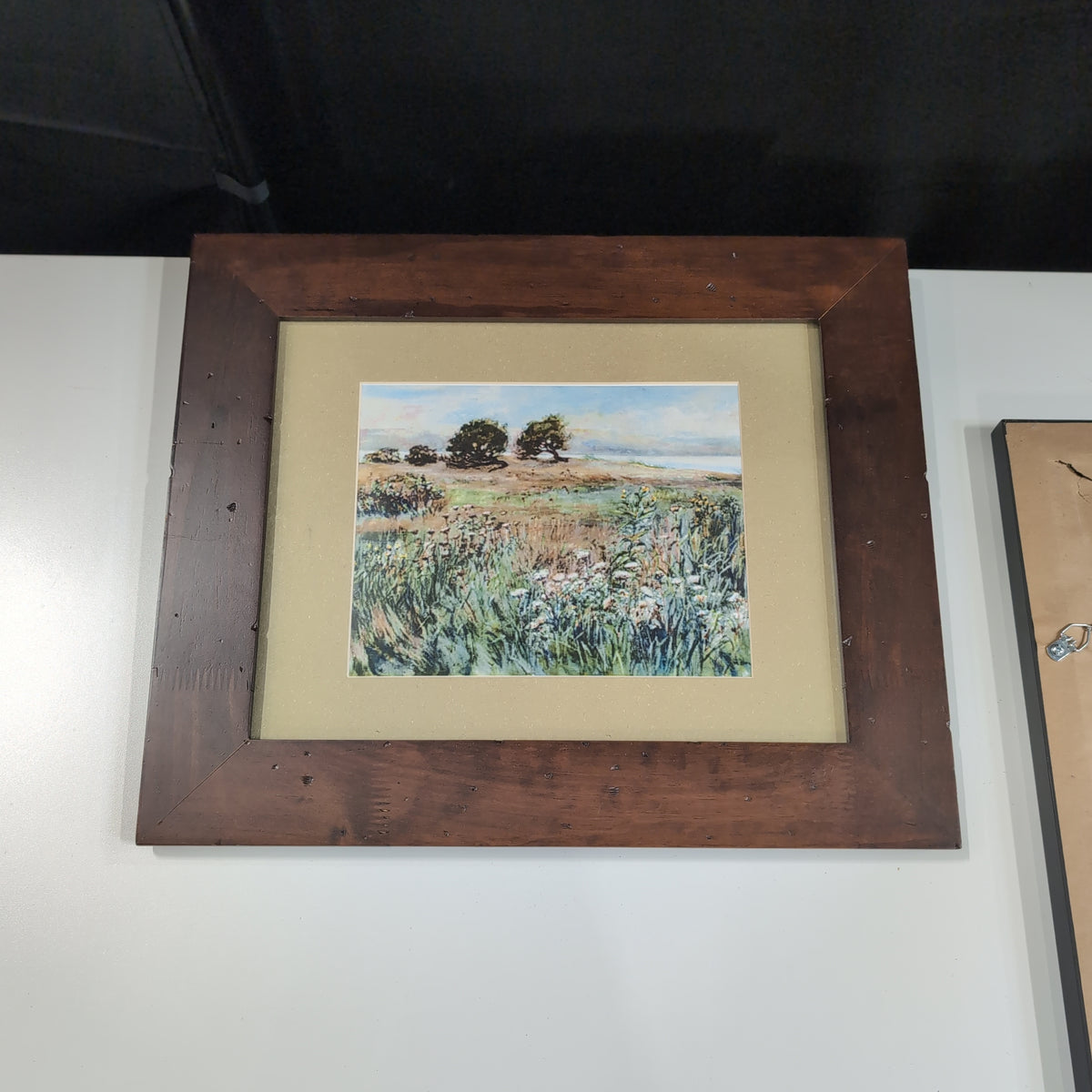 Rustic Dark Brown Picture frame with Landscape Art