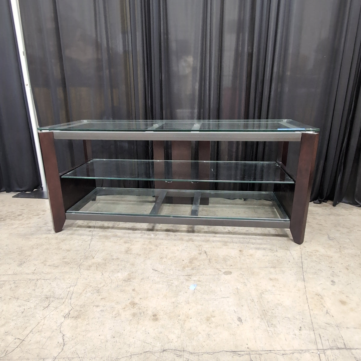 Rectangular Glass Top Coffee Table in Dark Wood