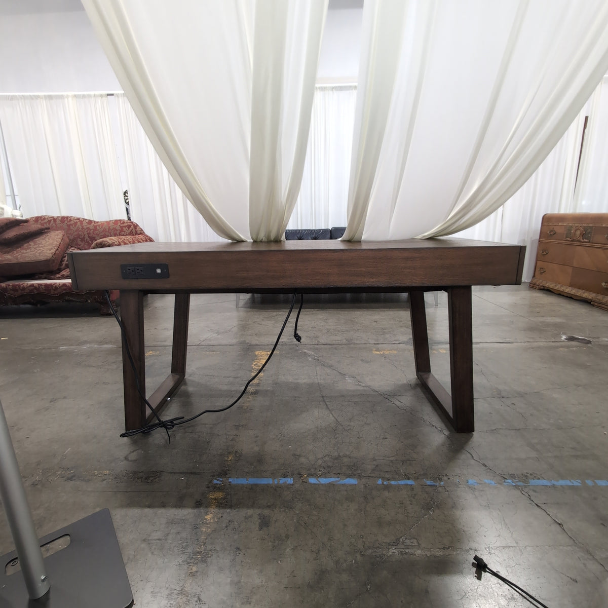 Dark Wood Writing Desk with a Patterned Top