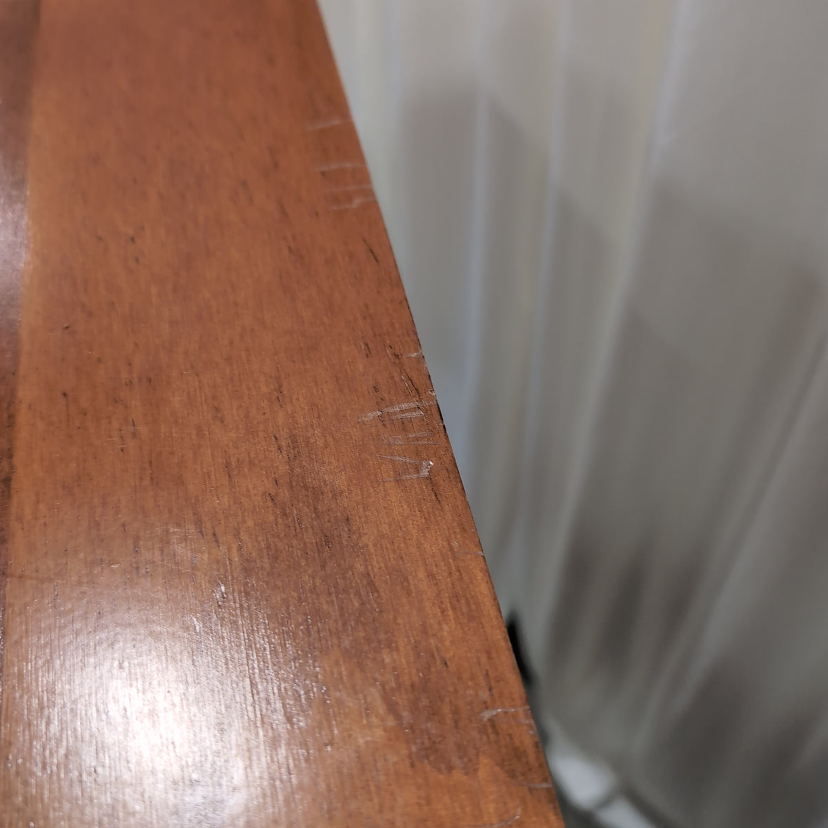 Cherry-Stained Wood End Table with Lower Shelf