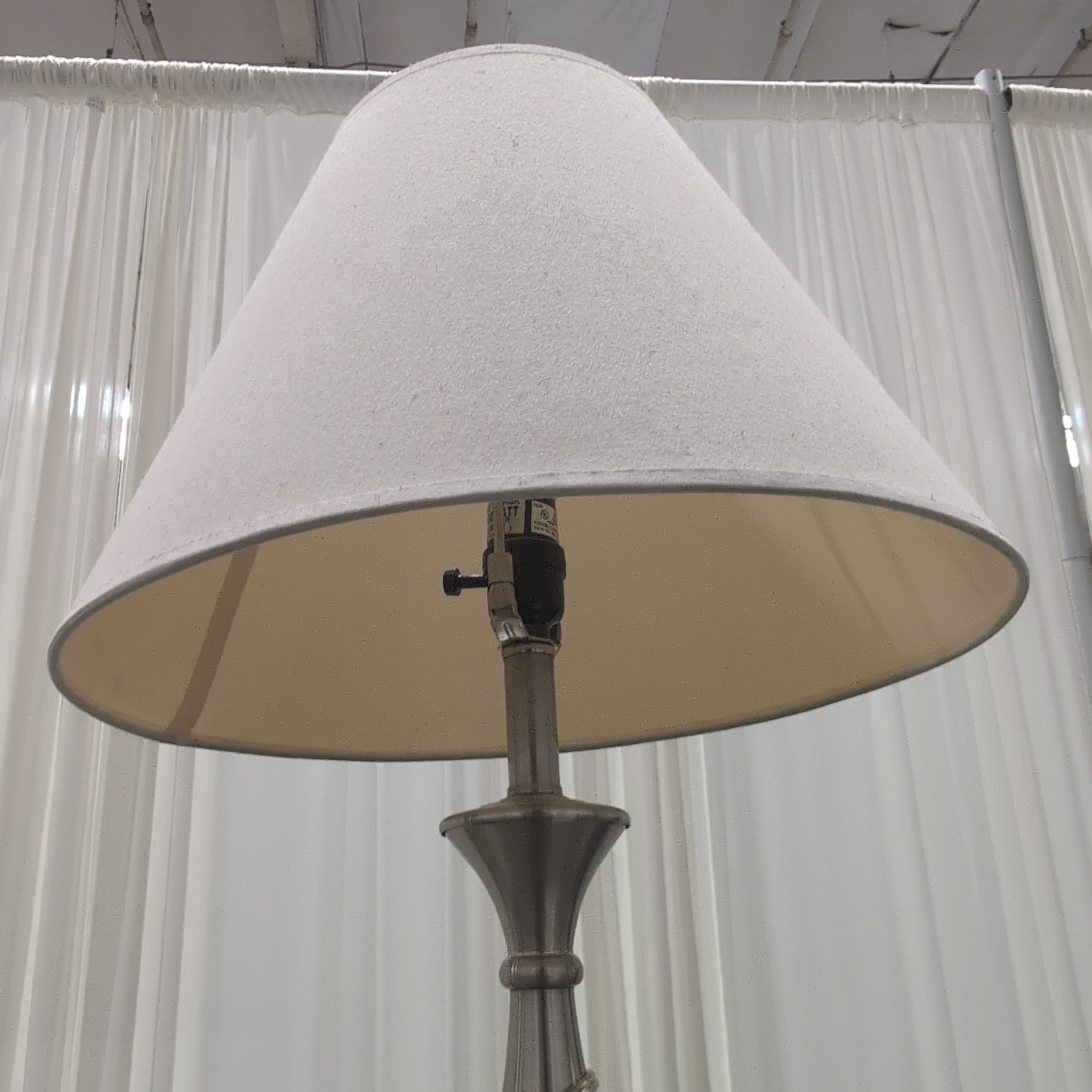 Brushed Nickel Decorative Stem Floor Lamp with Tapered Shade