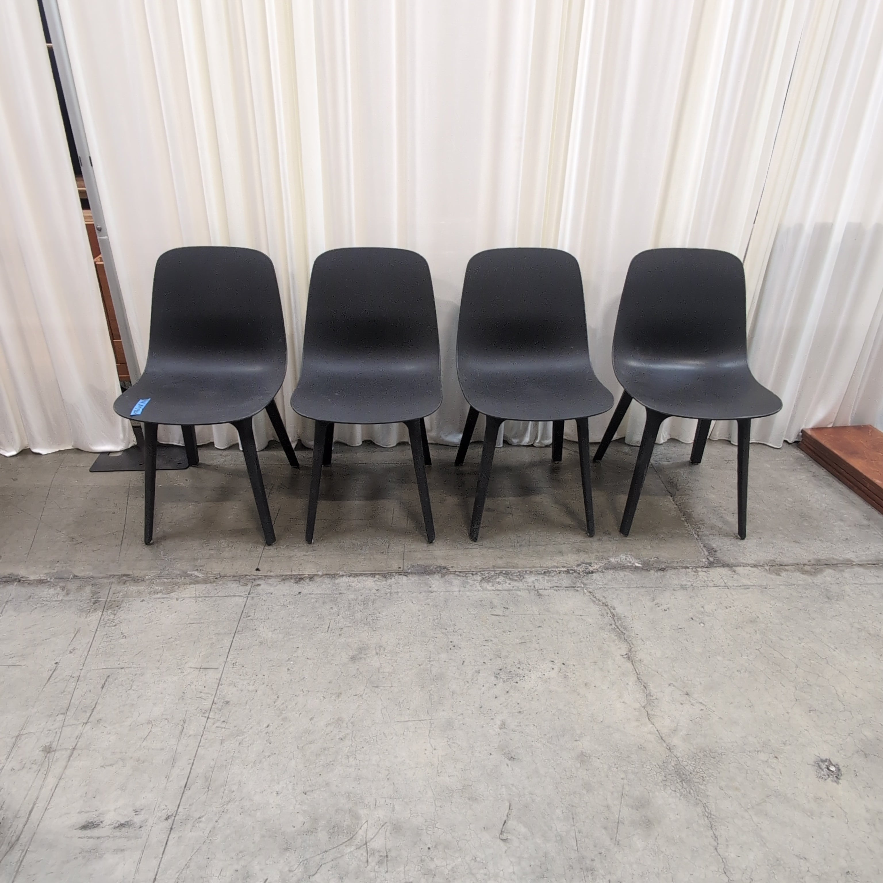 Black Molded Plastic Dining Chair with Tapered Legs
