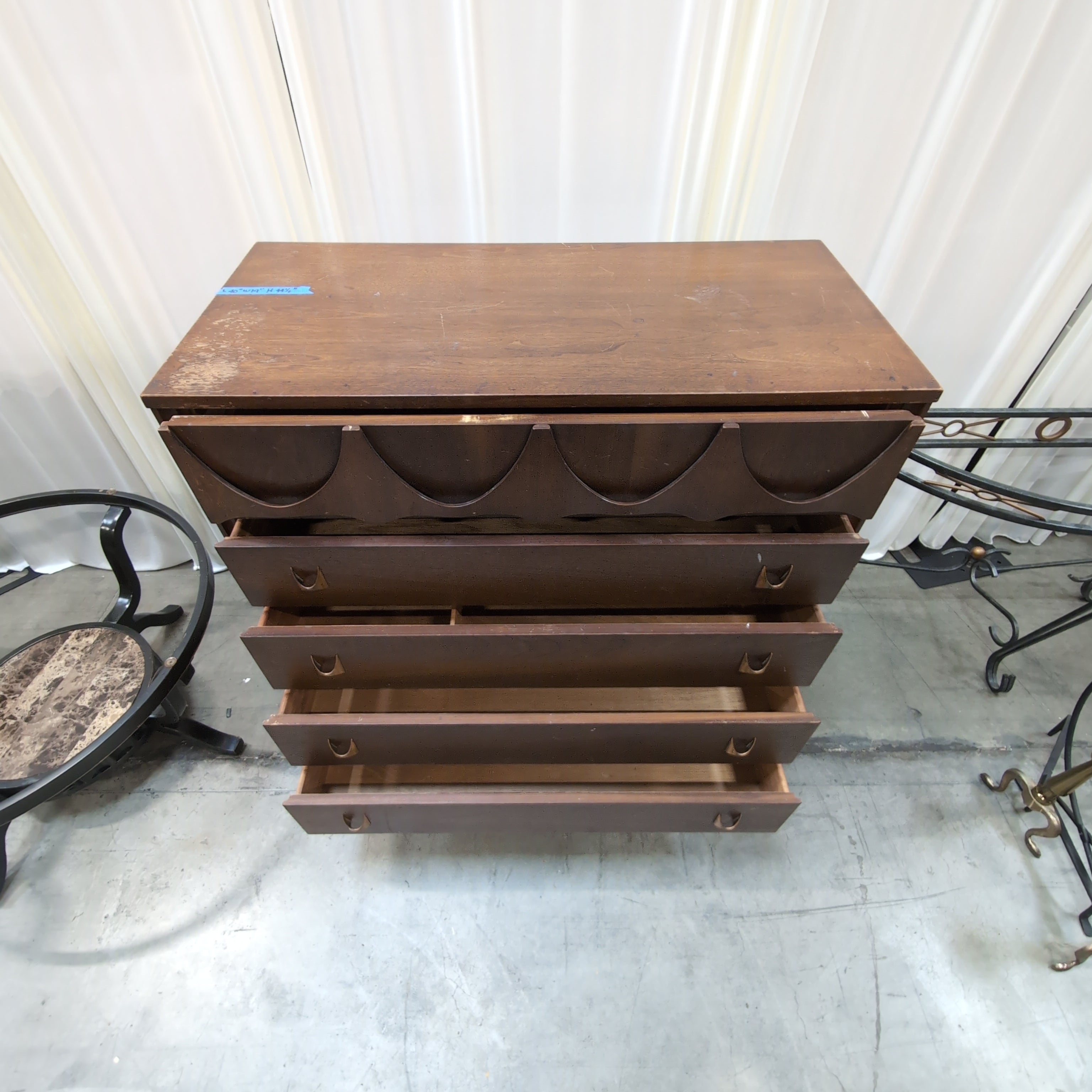 Mid-Century Modern Five-Drawer Dresser in Dark Wood