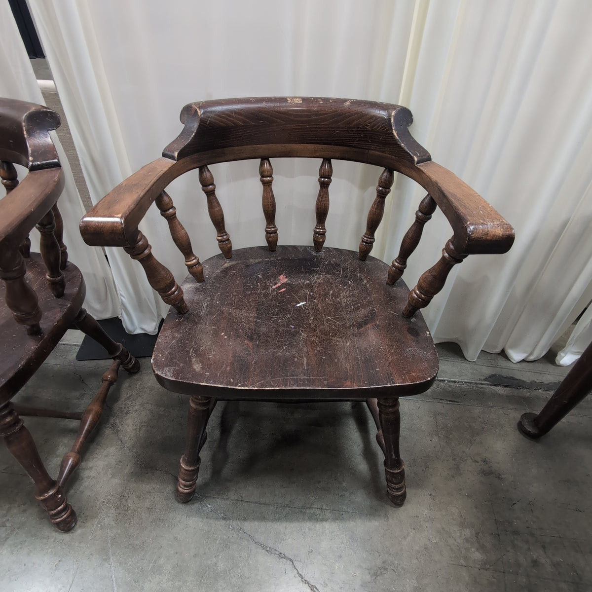 Dark Wood Round Dining Table with Spindle Chairs
