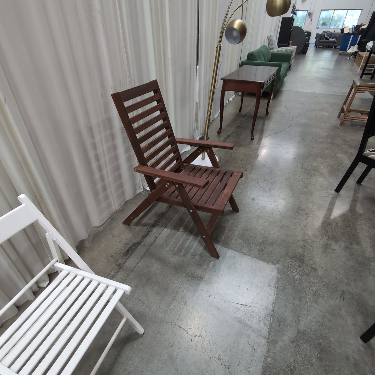 IKEA-Brown Hardwood Slatted Outdoor Lounge Chair