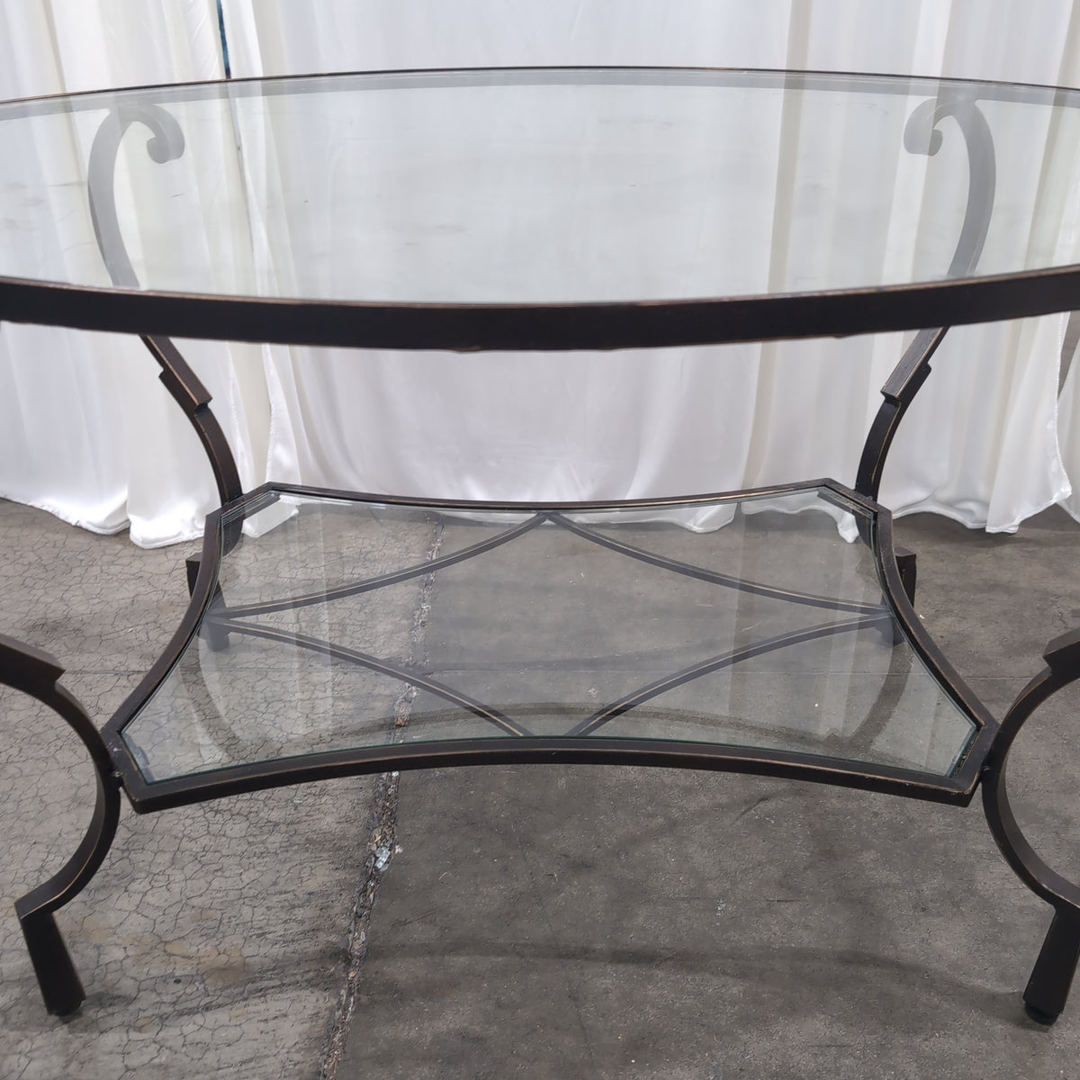 Oval Glass Top Coffee Table with Metal Base