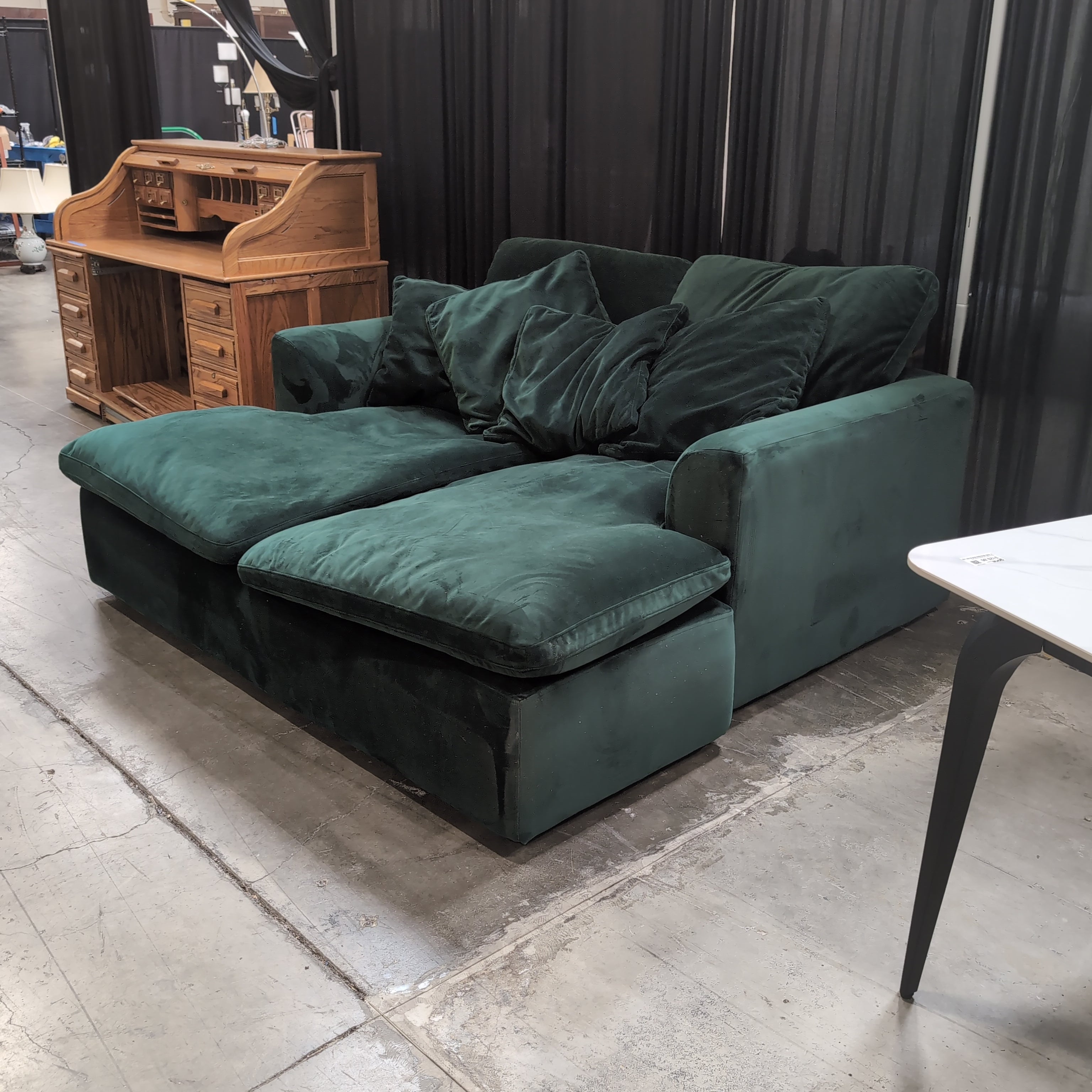 Deep Green Velvet Sectional Couch