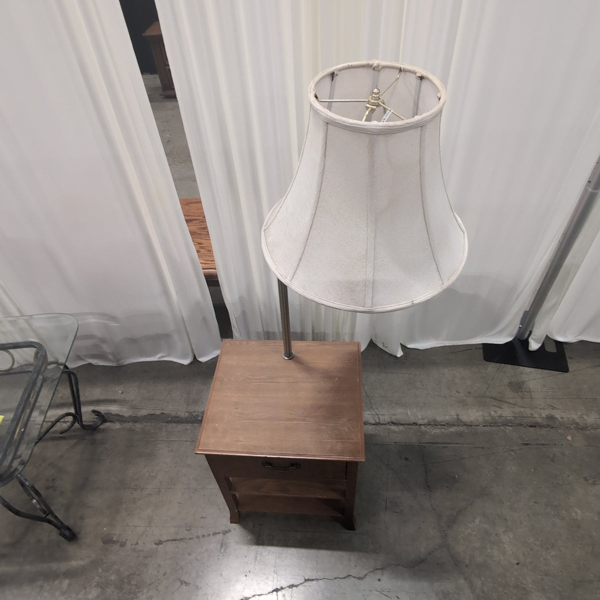 Brown Wood Nightstand with Single Drawer