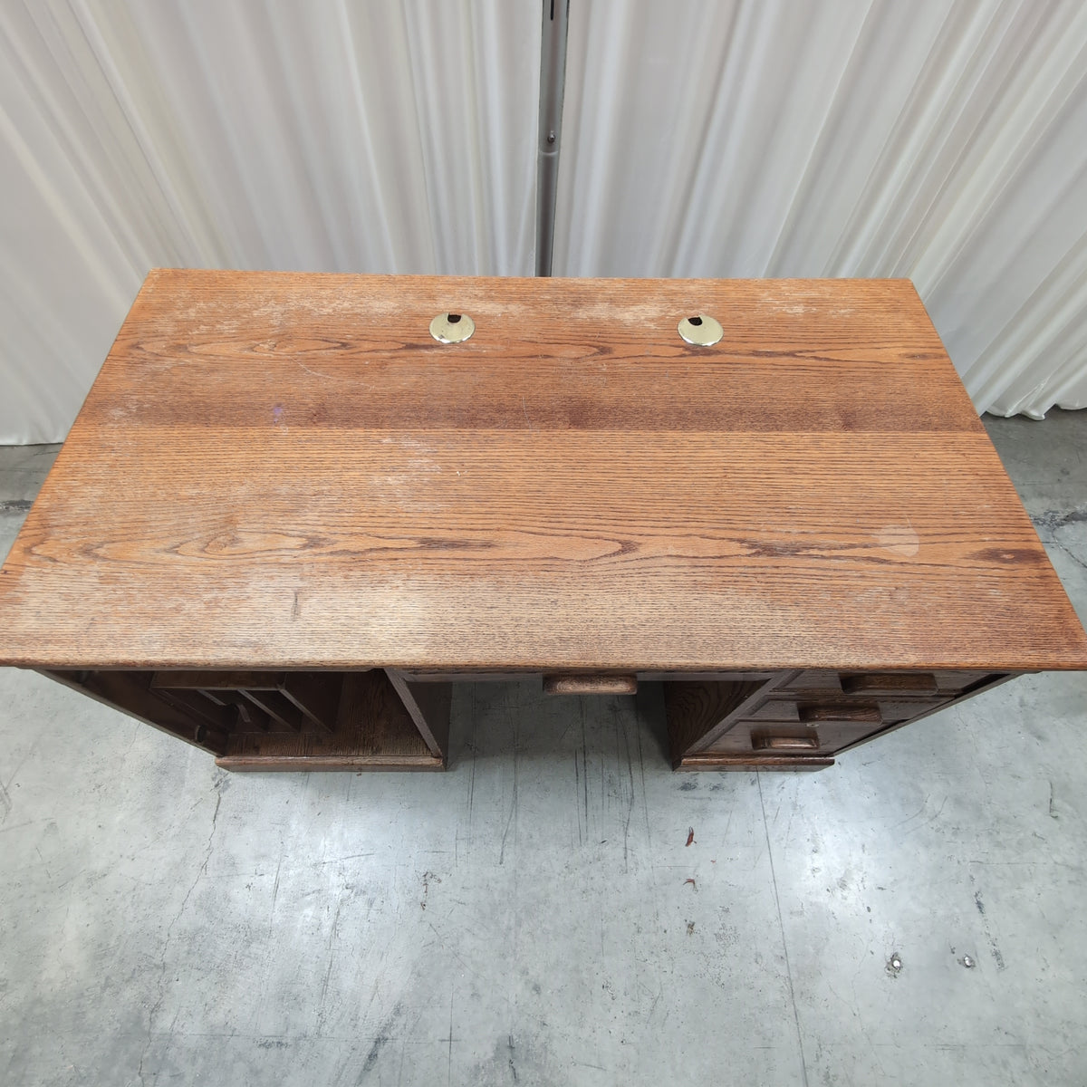 Two-Tone Hardwood Pedestal Desk with File Dividers