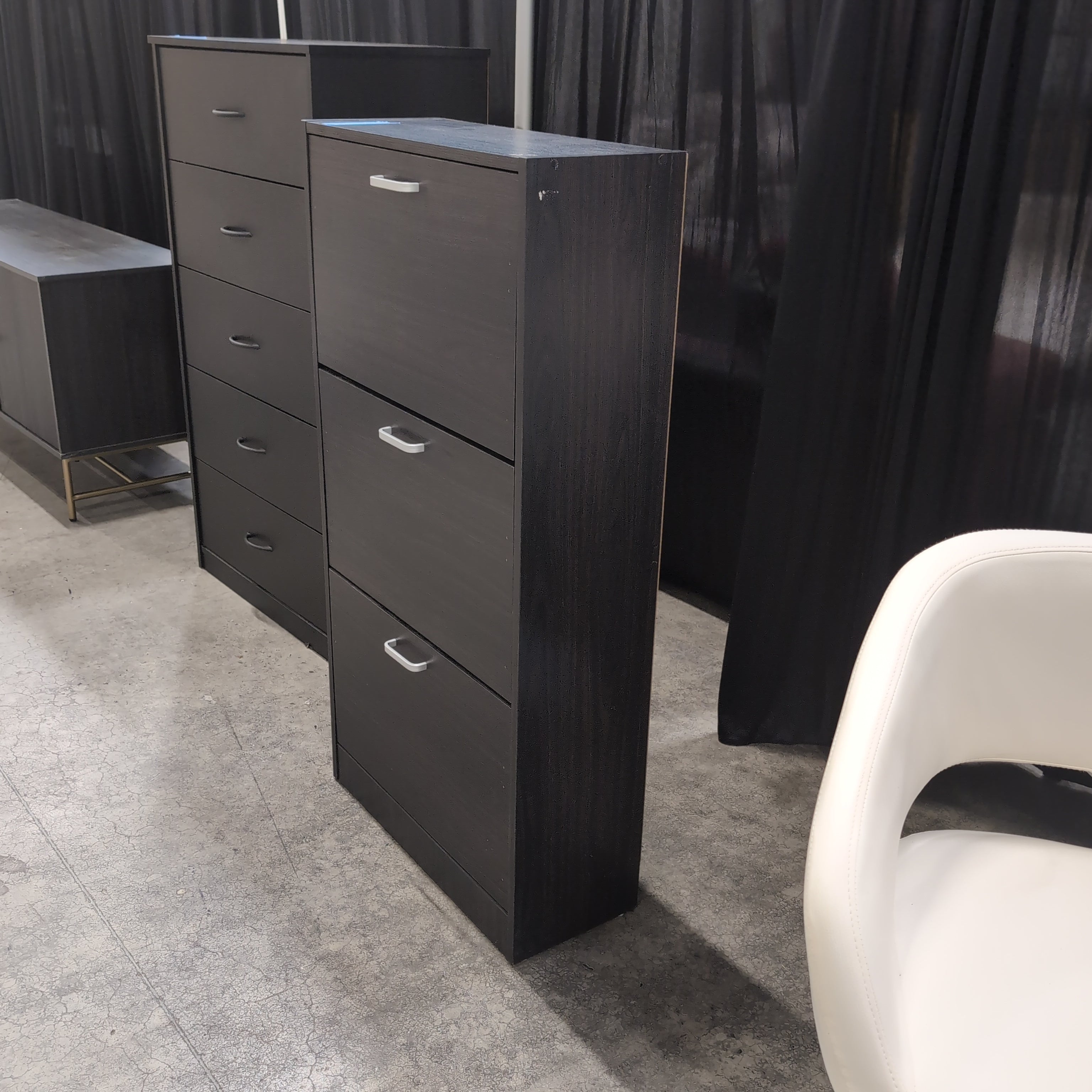 Dark Three Drawer Shoe Rack