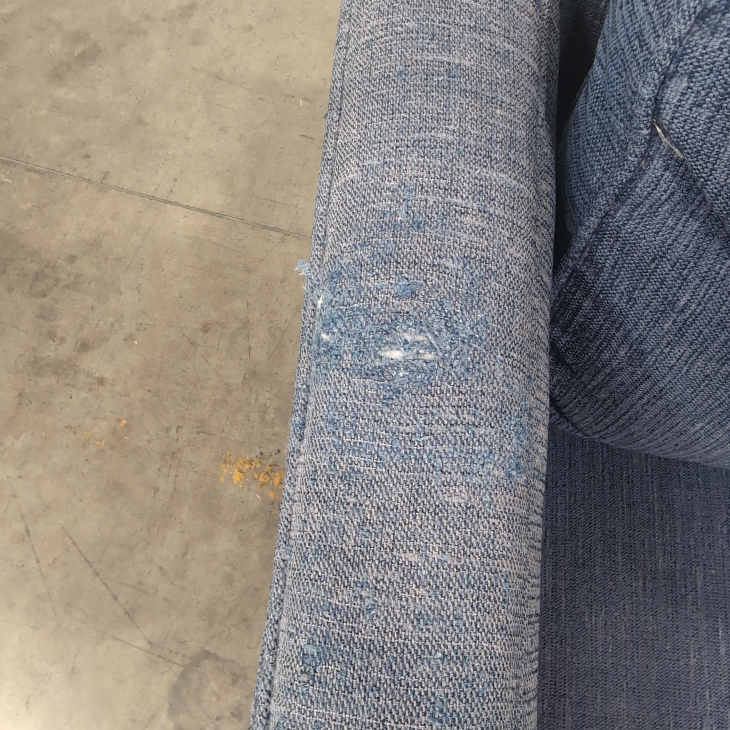 Blue Fabric Three-Cushion Couch