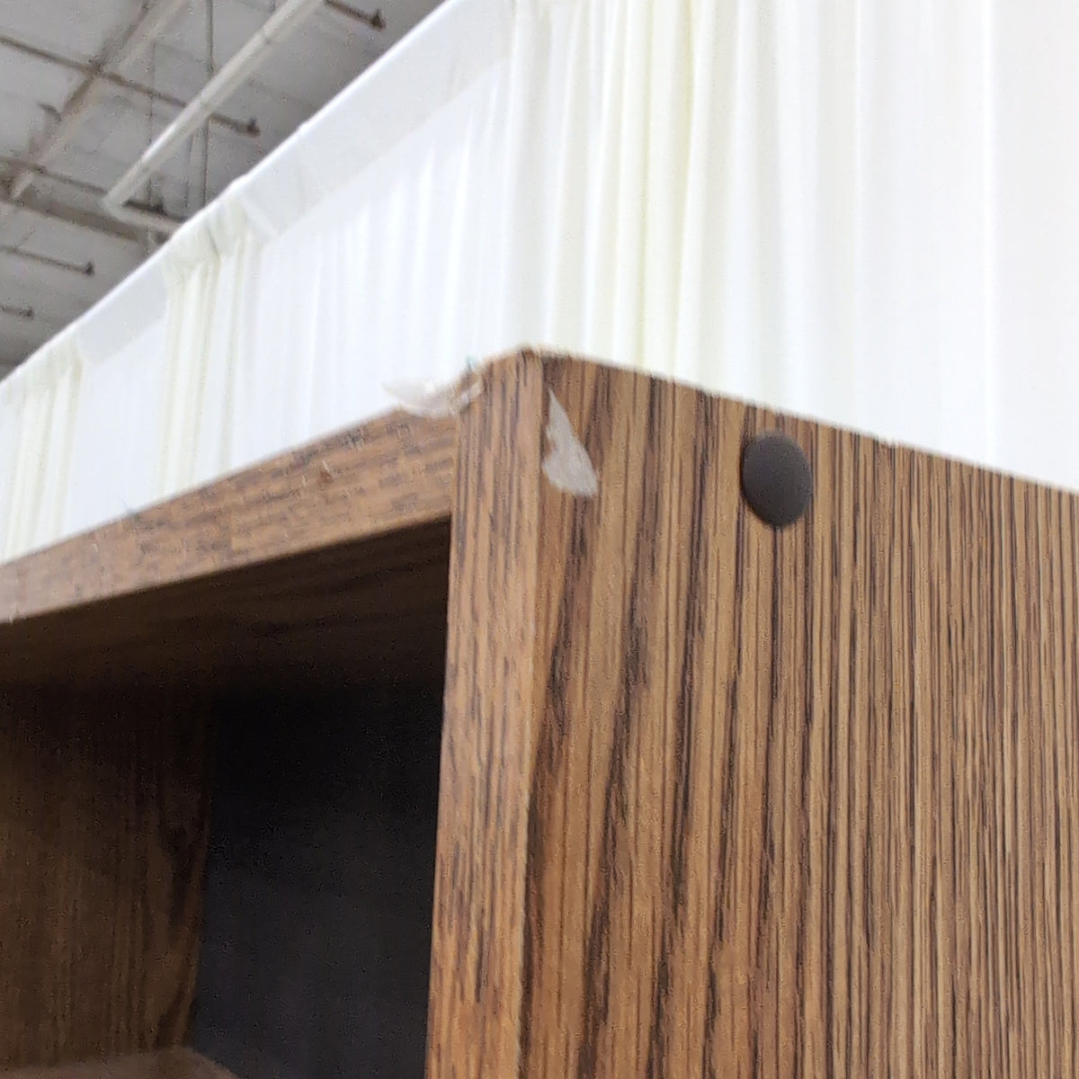 Brown Wood-Look Six-Shelf Bookcase with Dark Back Panels