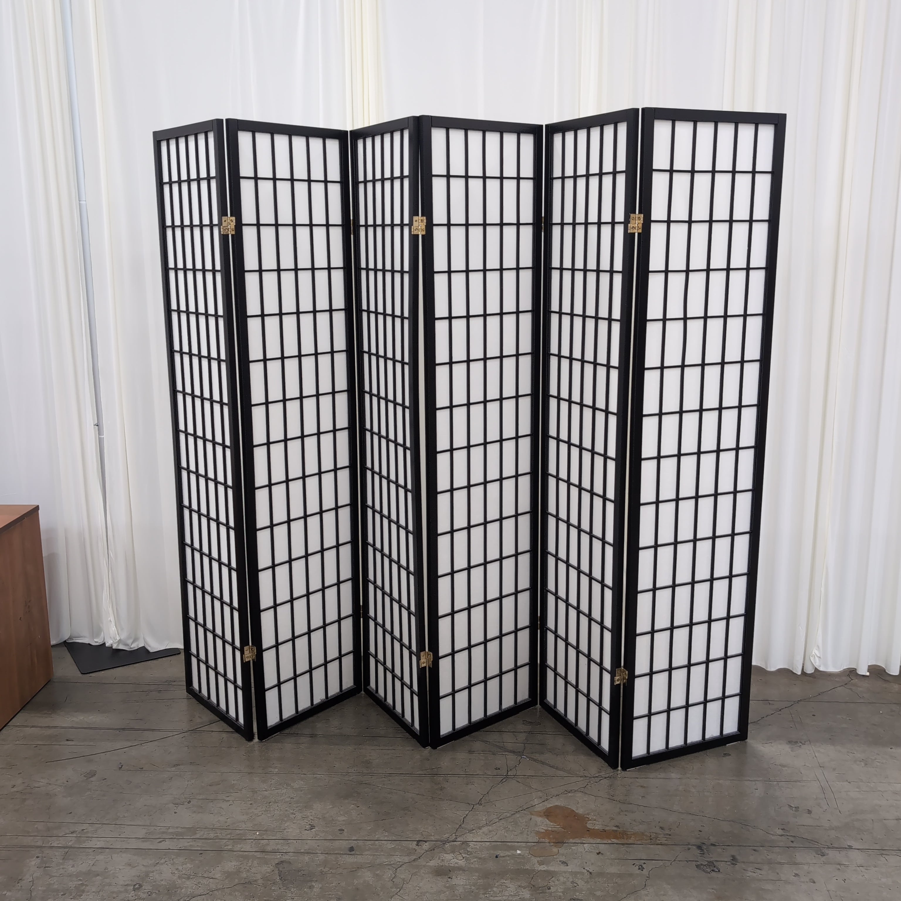 Black Frame Japanese Style Room Divider with White Panels