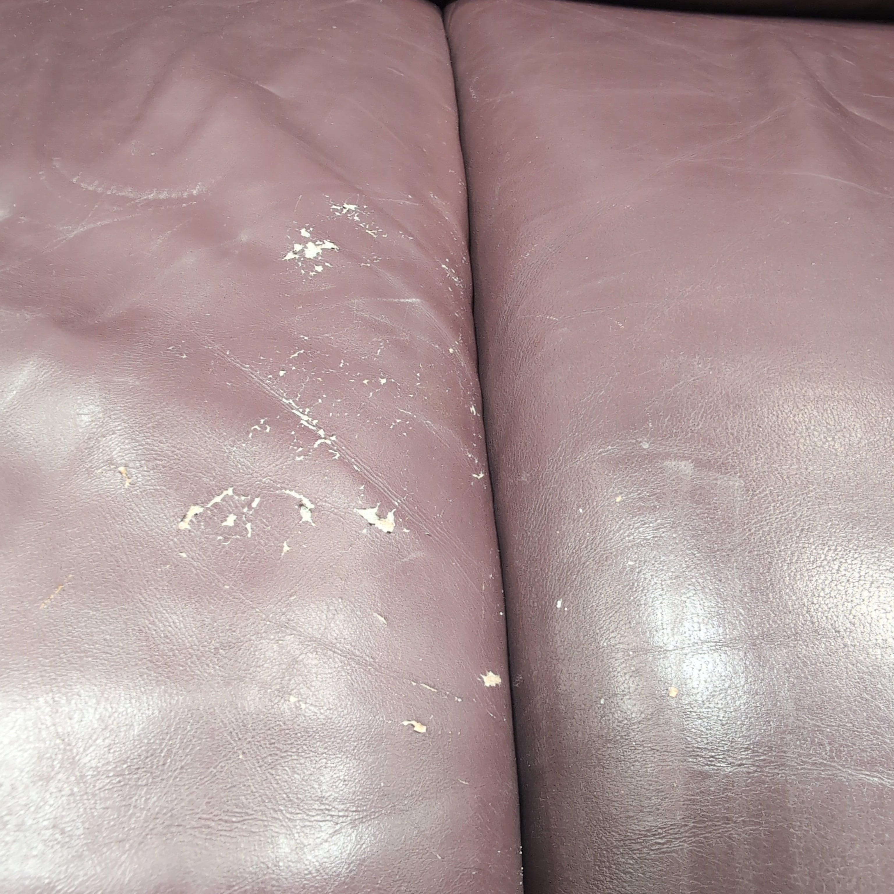 Burgundy Padded Leather Couch