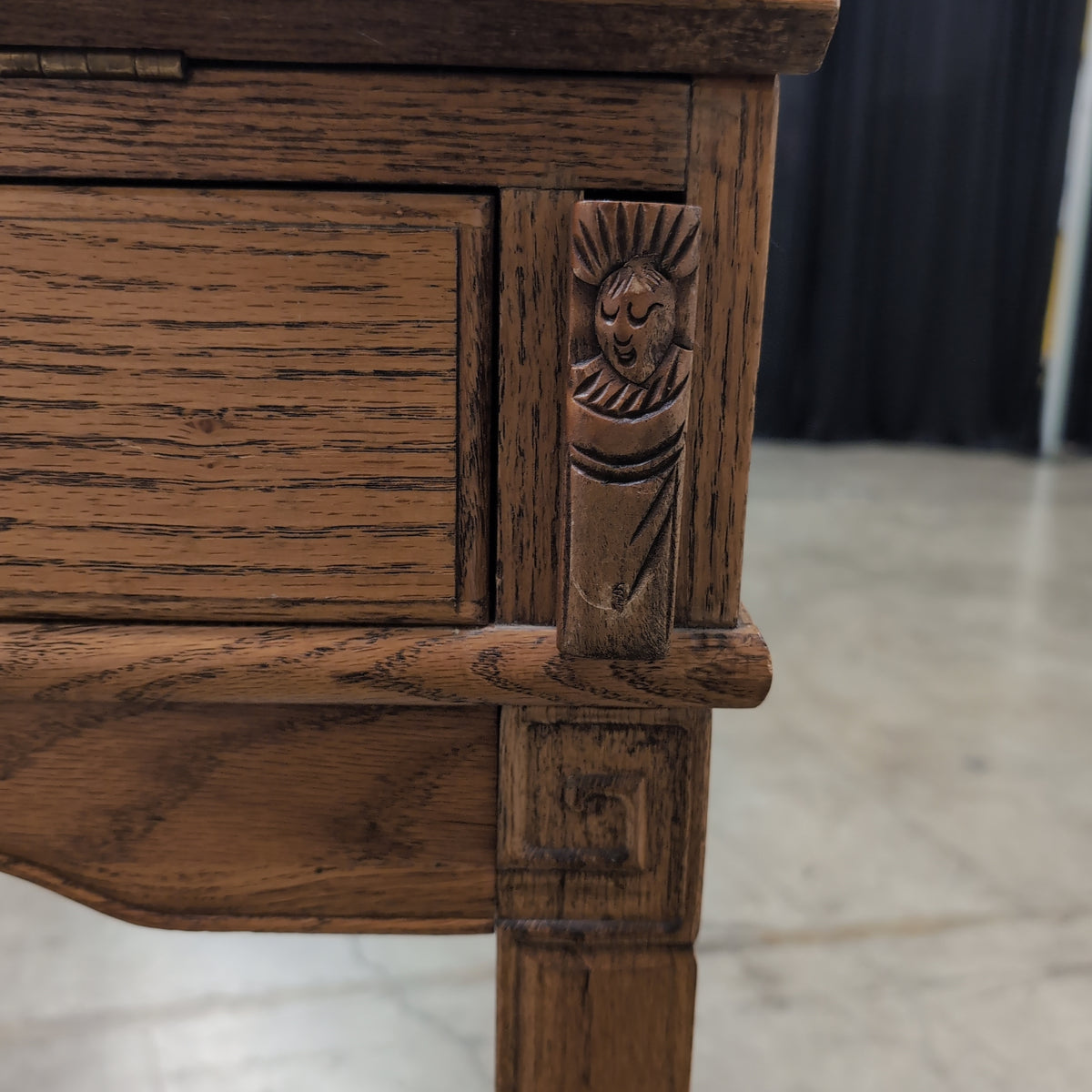 Traditional Oak Drop-Front Desk with Brass Hardware
