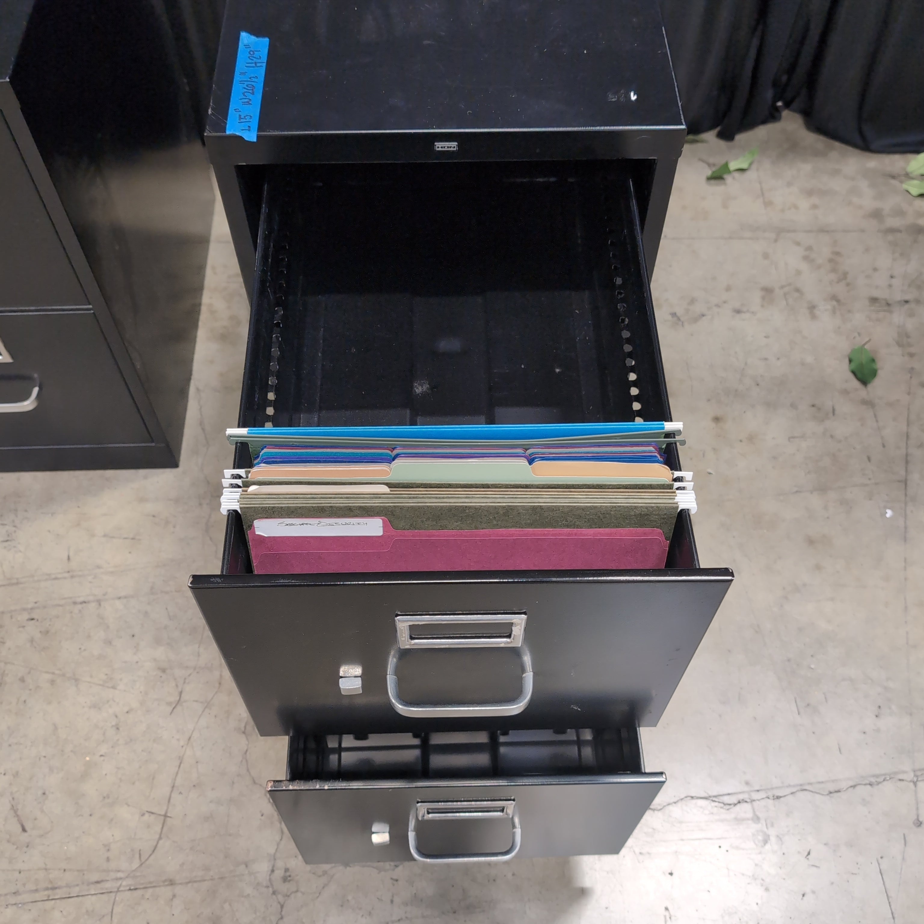 HON Black Two-Drawer Filing Cabinet in Metal