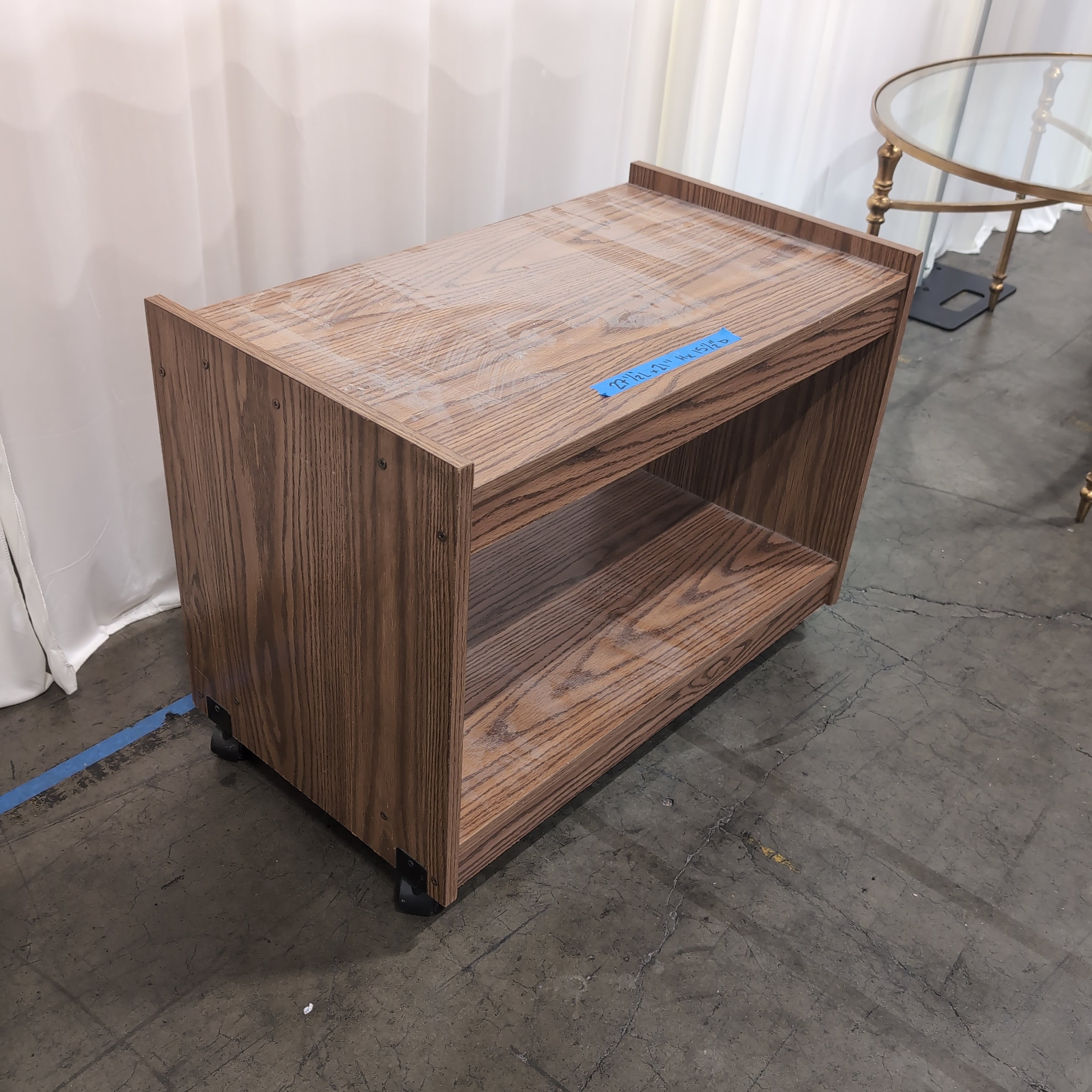 Oak Finish Open Shelf TV Stand