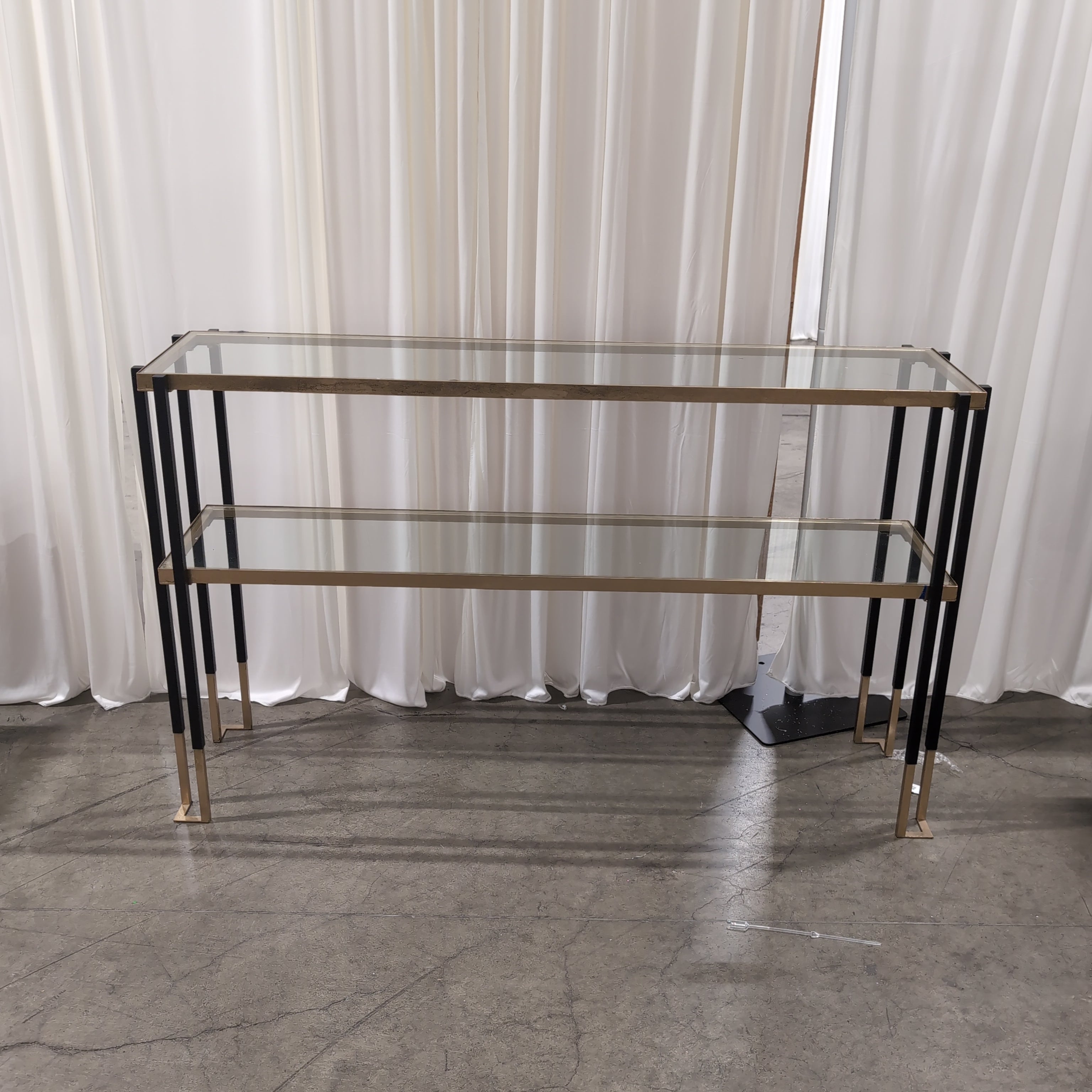 Modern Two-Tier Console Table in Black Metal