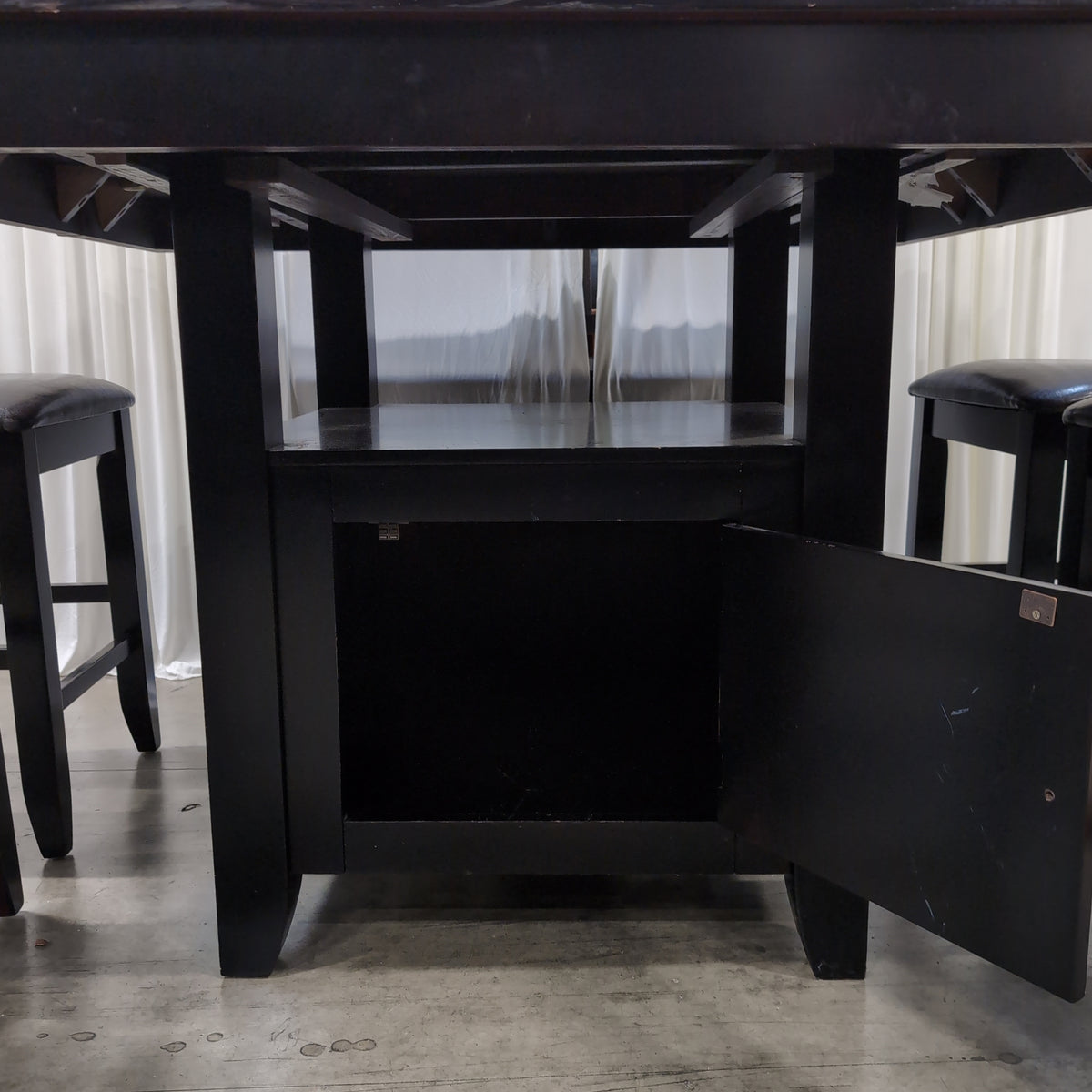 Dark Wood Rectangular Dining Table with Six Chairs