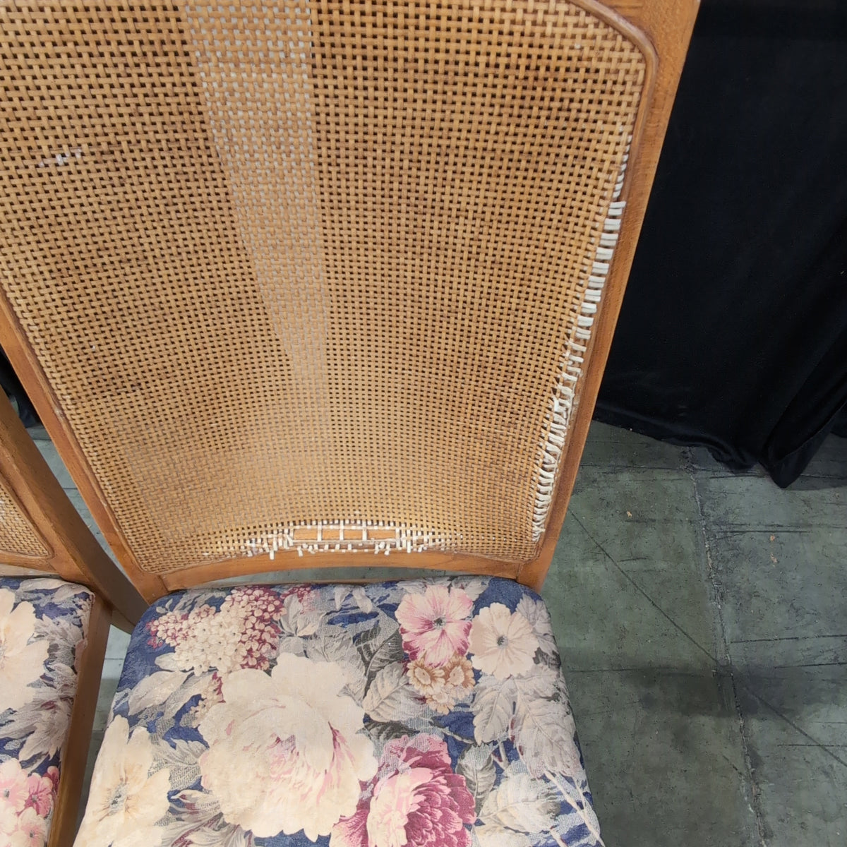 Carved Wood Cane Back Dining Chair
