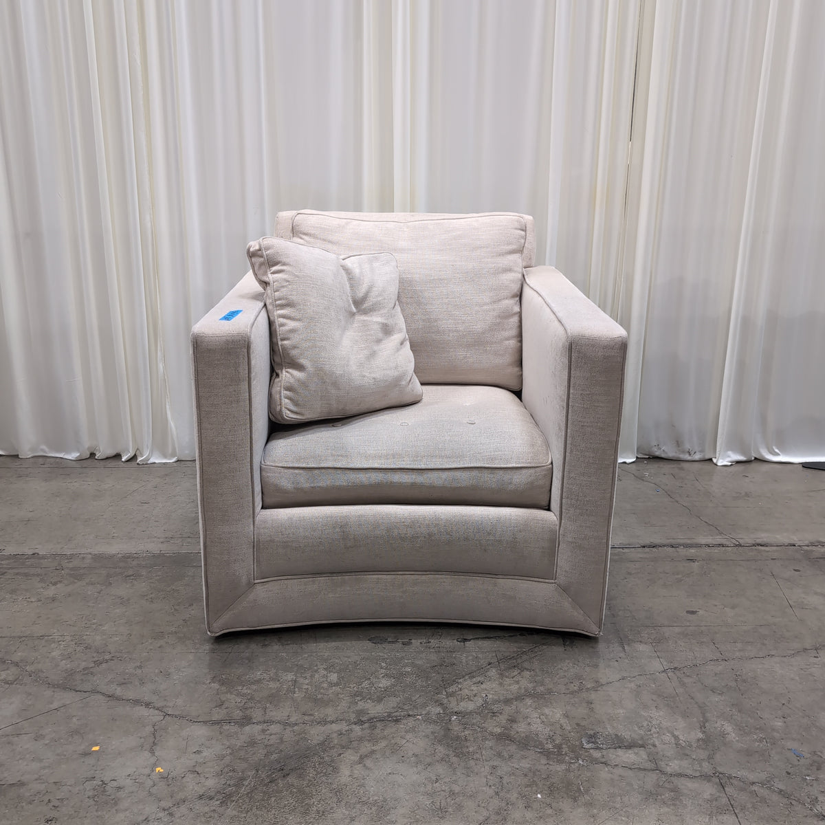 Neutral Fabric Track Armchair with Curved Base