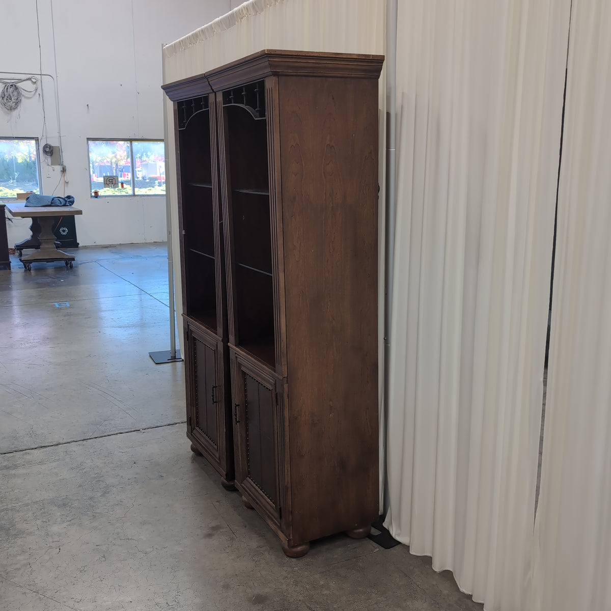 Dark Wood Traditional China Cabinet with Glass Shelves