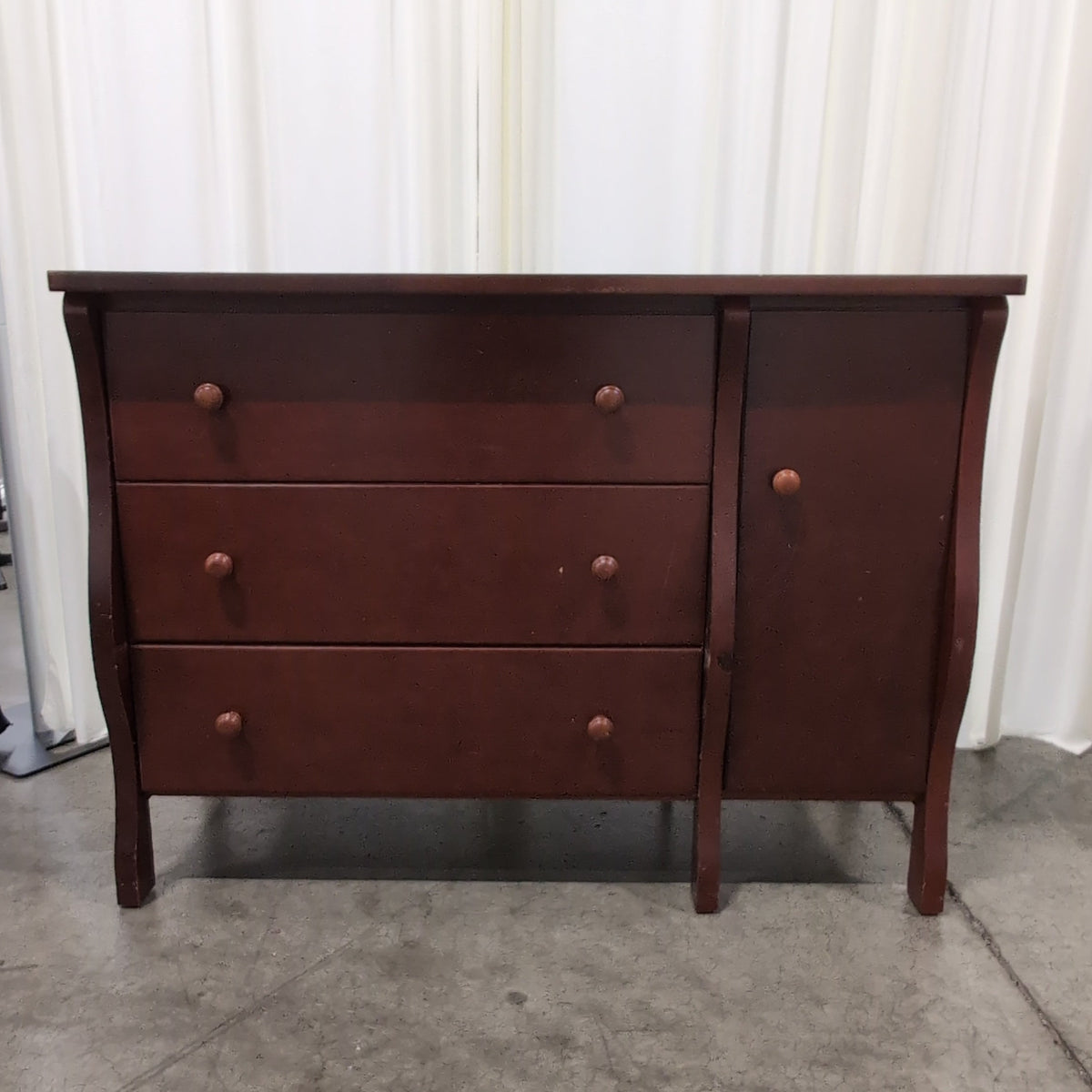 Reddish Brown Wood Dresser with Cabinet Door