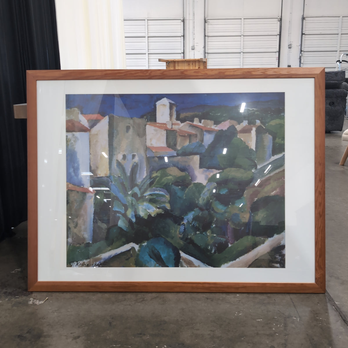Abstract Cubist Style Framed Art Print with Wood Frame