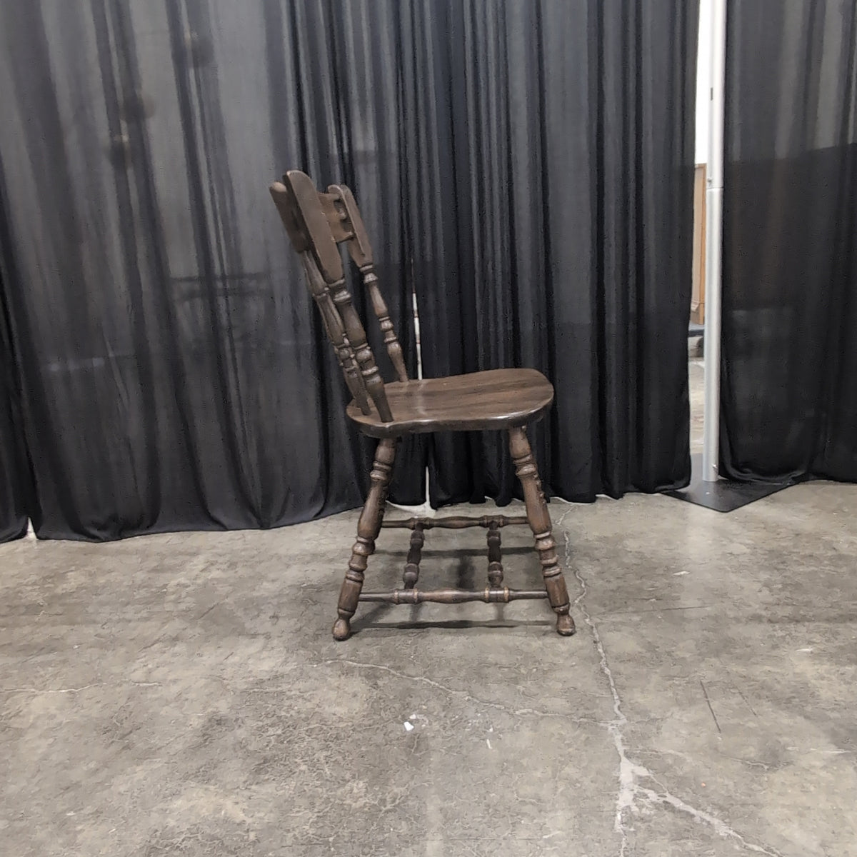 Dark Brown Spindle Back Dining Chair in Wood