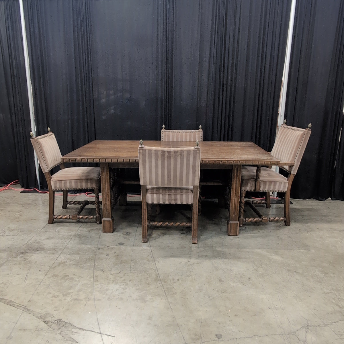 Traditional Dark Wood Dining Table with Carved Legs