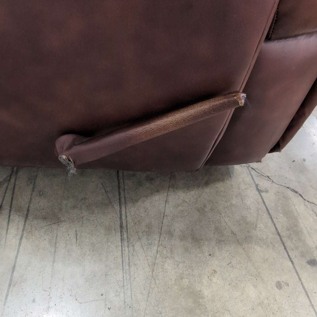 Brown Overstuffed Leather Recliner Chair