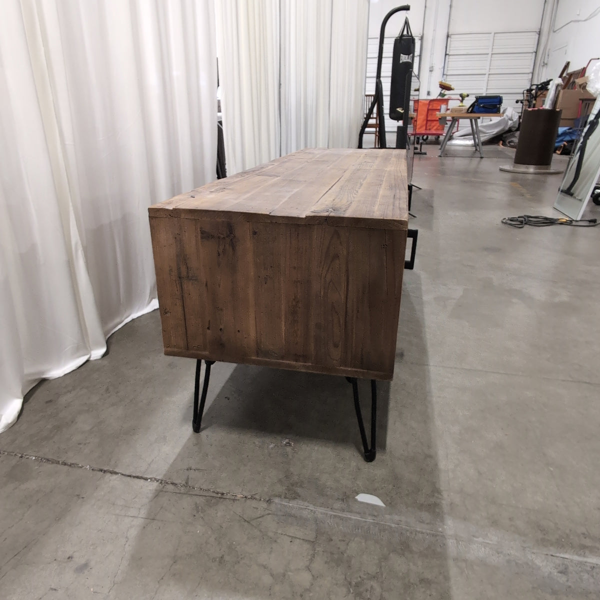 Rustic Wood TV Stand with Hairpin Legs