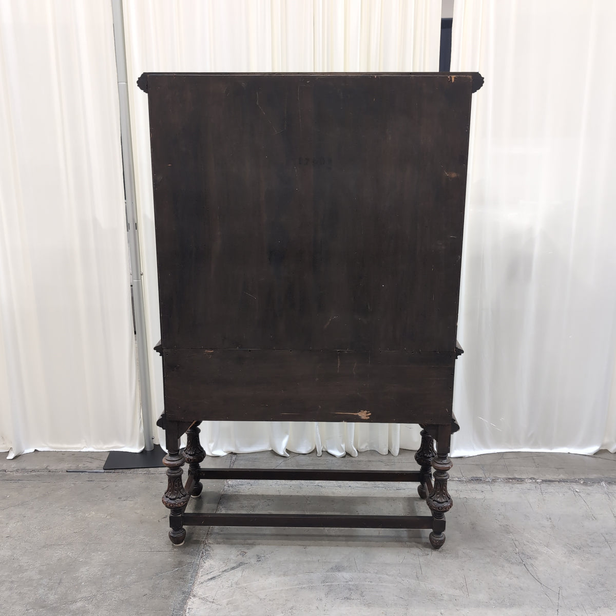 Traditional Carved Dark Wood China Cabinet
