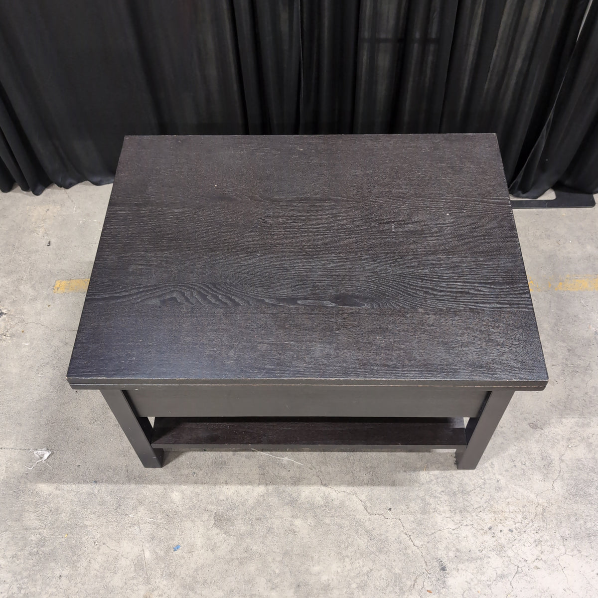 Dark Wood Rectangular Coffee Table with Lower Shelf