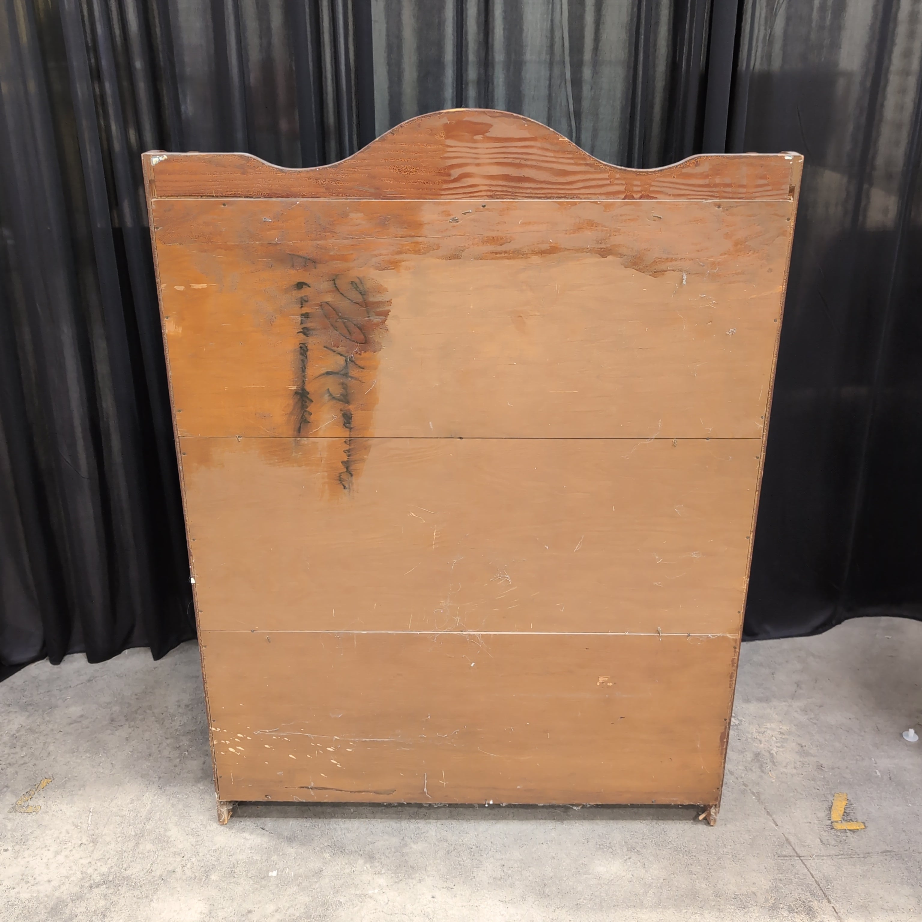 Brown Wood Three-Shelf Bookcase with Curved Top