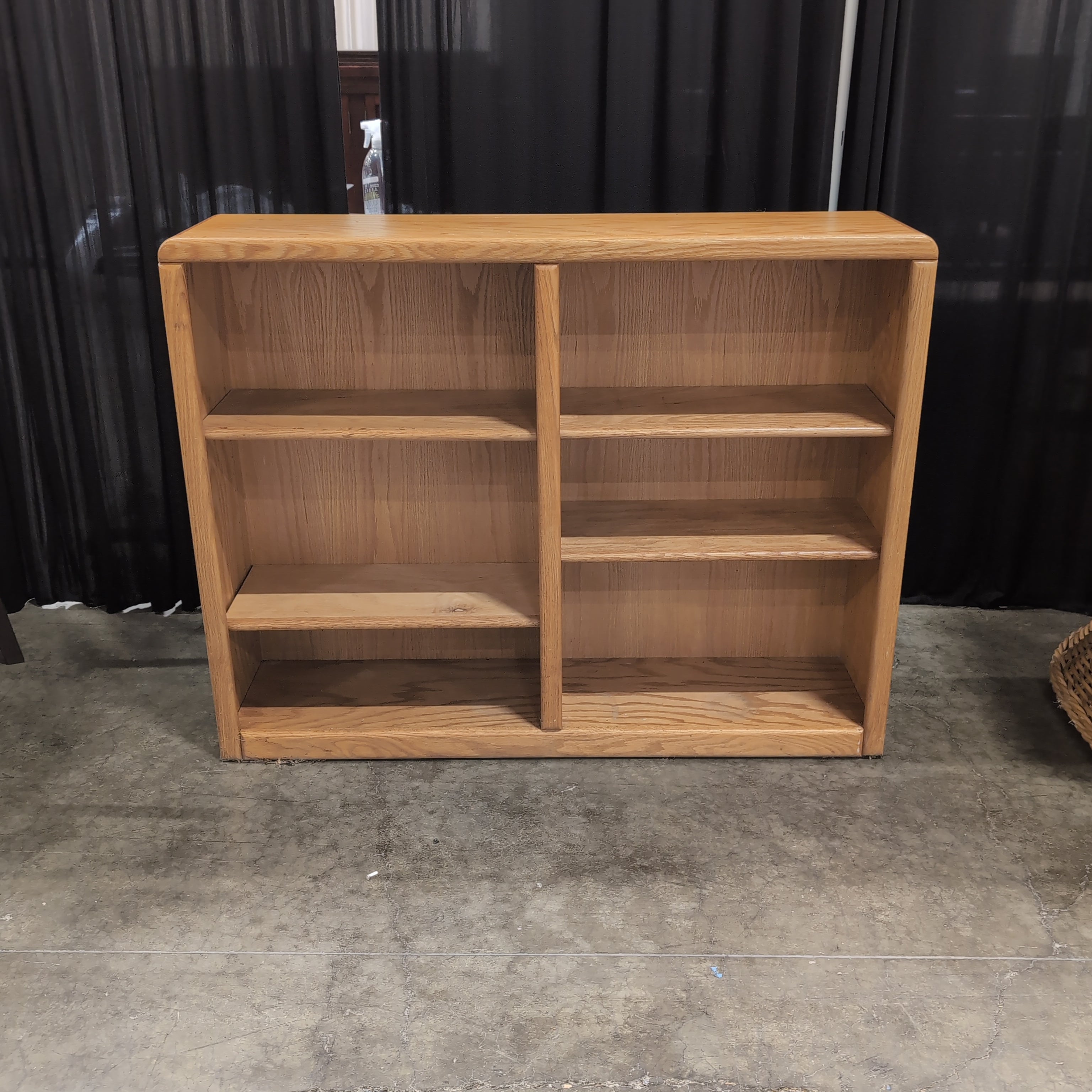 Light Wood Two-Section Adjustable Shelf Bookcase